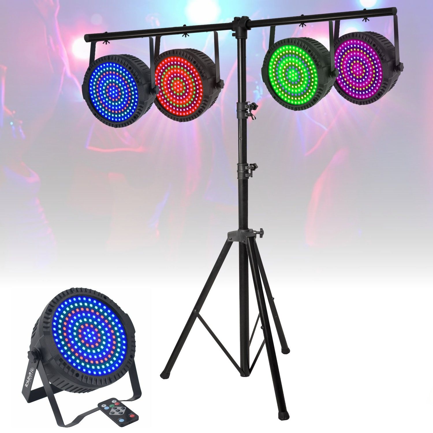 Ibiza Light THINPAR-MATRIX 4-Pack - 175 RGB LED Matrix Projectors with DMX Control