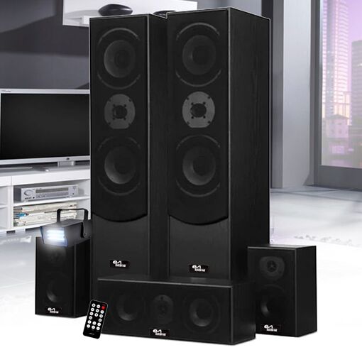 Home Cinema Speaker System - Evidence Acoustics EA850-BK - 5 Speakers 850W - Bass Reflex - Mini Strobe Light Gift