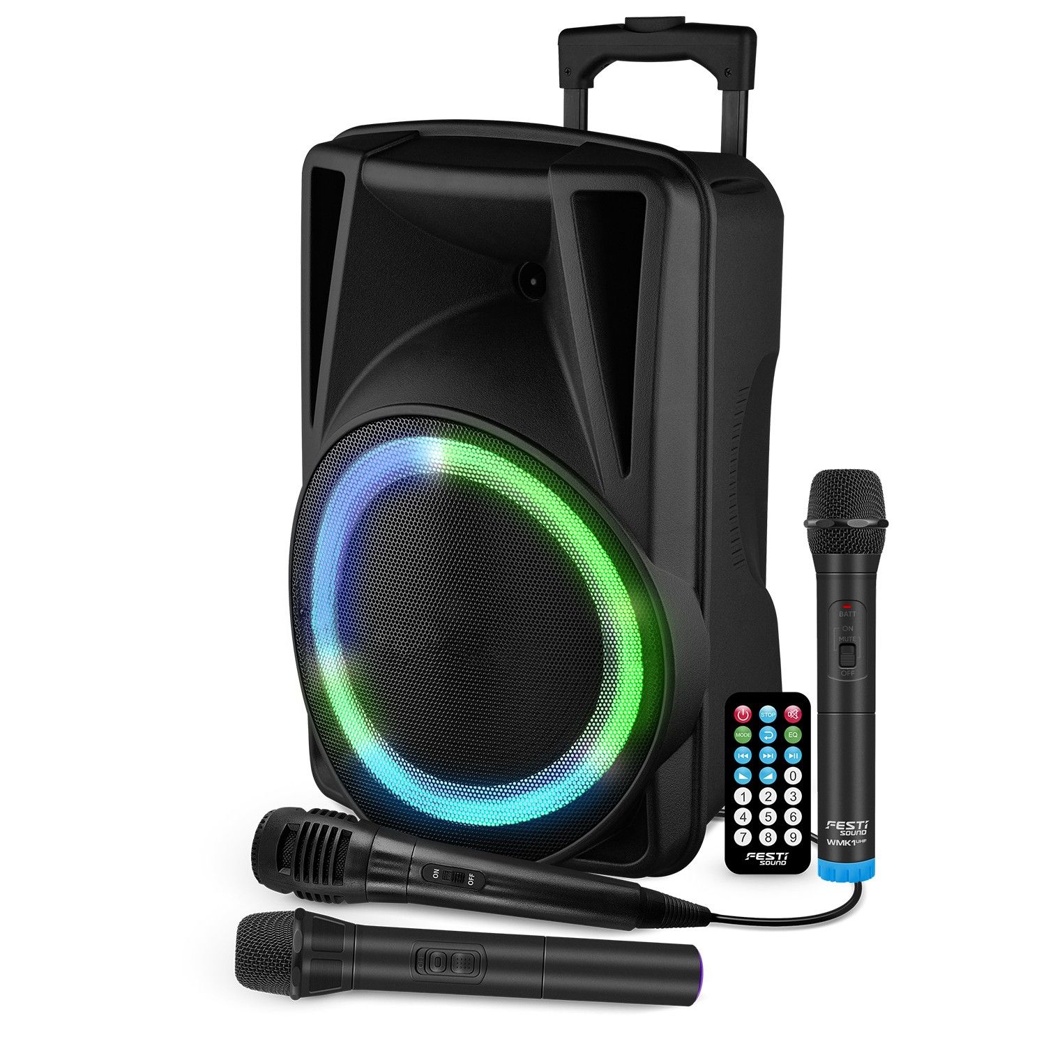 FestiSound FSD12 12" Active Speaker - Bluetooth, USB/SD, TWS, Karaoké Mic