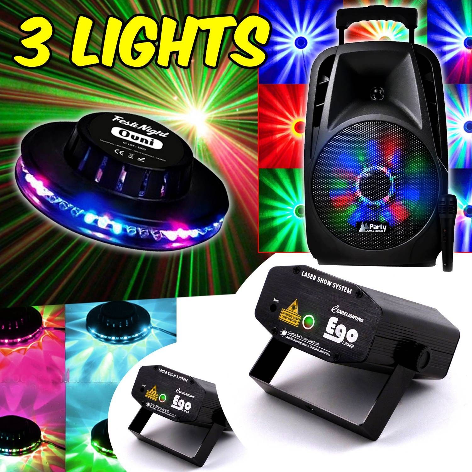 Lytor PARTY8 Light Speaker - LED RGB Effects, 2 EGO Lights