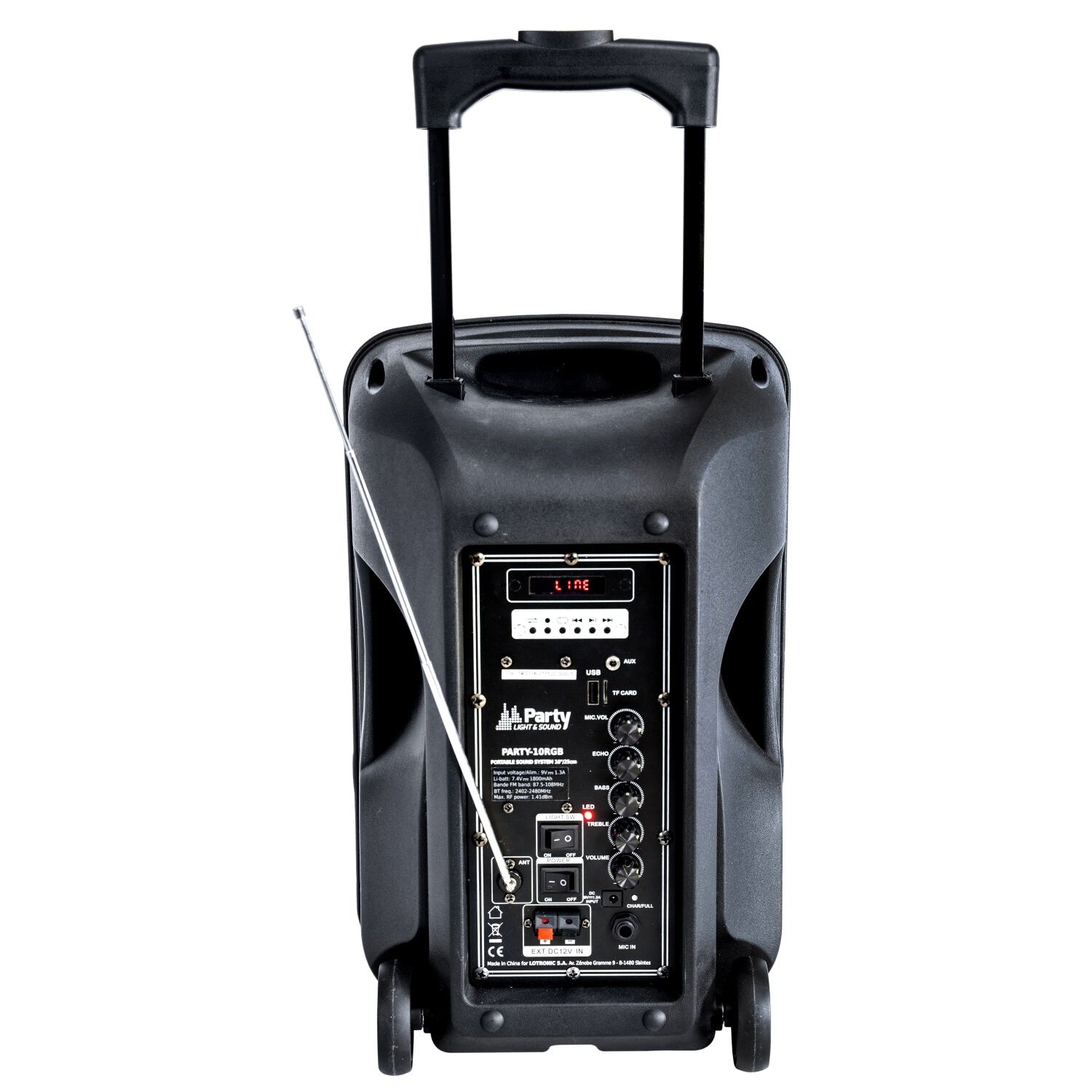 Party Sound & Light DJ PARTY10-RGB 10' Speaker with Bluetooth, USB, Micro SD, FM Radio, Remote Control and Light Show