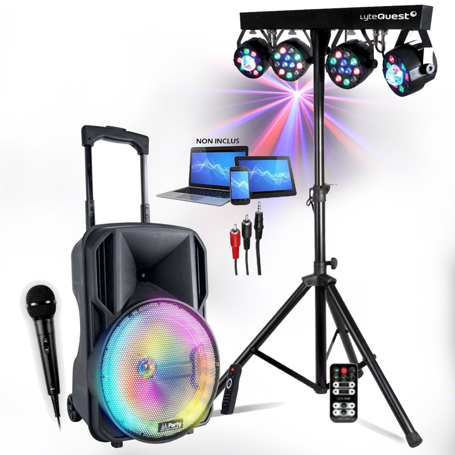 Party Sound & Light SONO DJ PARTY 400W Speaker with USB, Micro SD, Bluetooth, FM Radio, Light Bar, for Parties, Anniversaries and Events