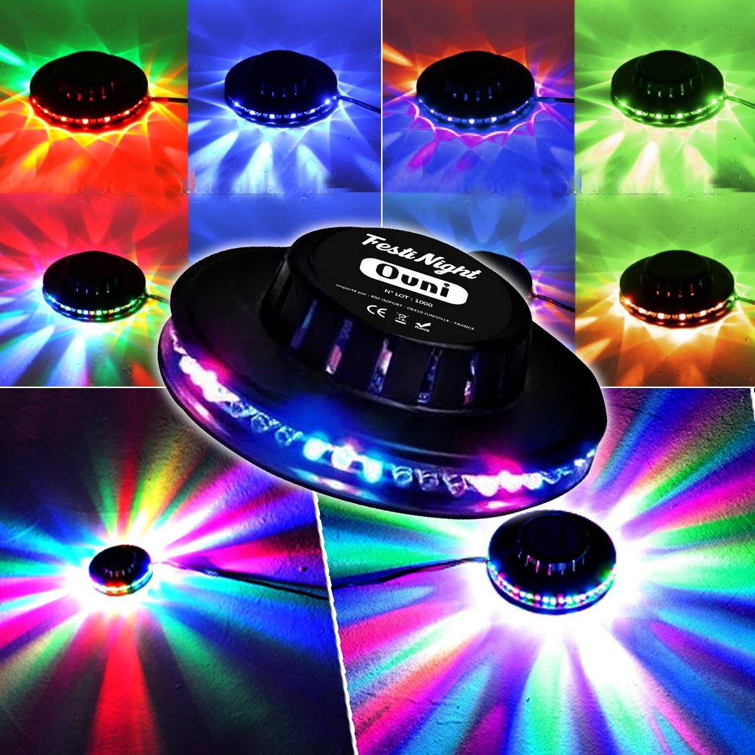 Altavoz portátil de la fiesta DJ PARTY KARAOKE 800W con batería, luces LED RGB integradas, USB/Micro SD/Bluetooth/Radio FM + micrófono inalámbrico VHF + efecto de luz OVNI
