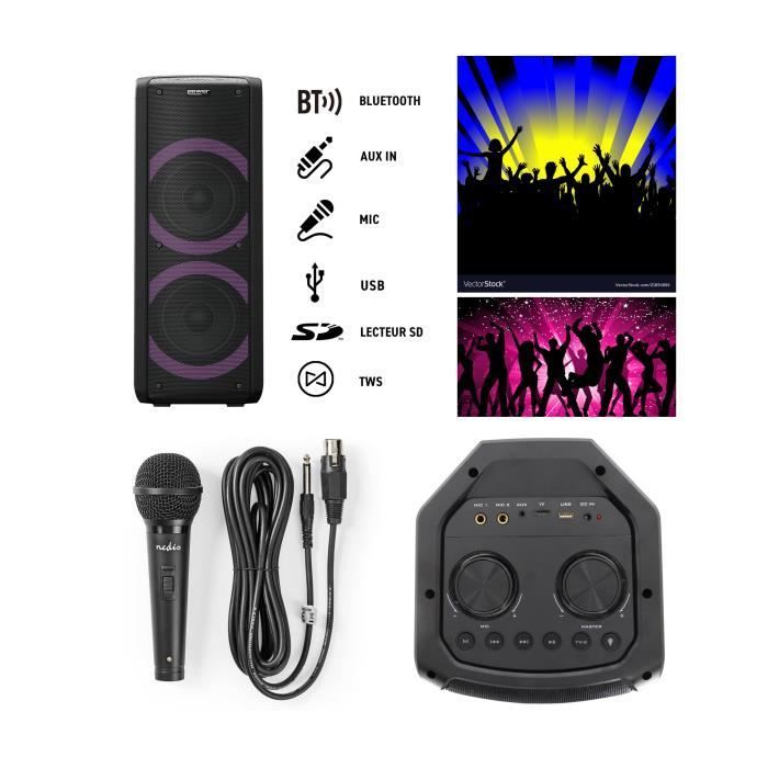 POWER Portable Speaker - GOFUN 100 - 200W Bluetooth Karaoke LED Multi-color