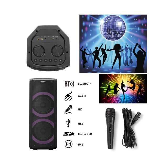 POWER Portable Speaker - GOFUN 100 - 200W Bluetooth Karaoke LED Multicolor