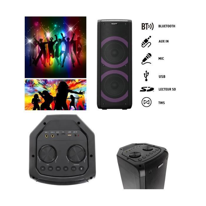 POWER Portable Speaker - GOFUN 100 - 200W Bluetooth - Karaoke - Colorful LED