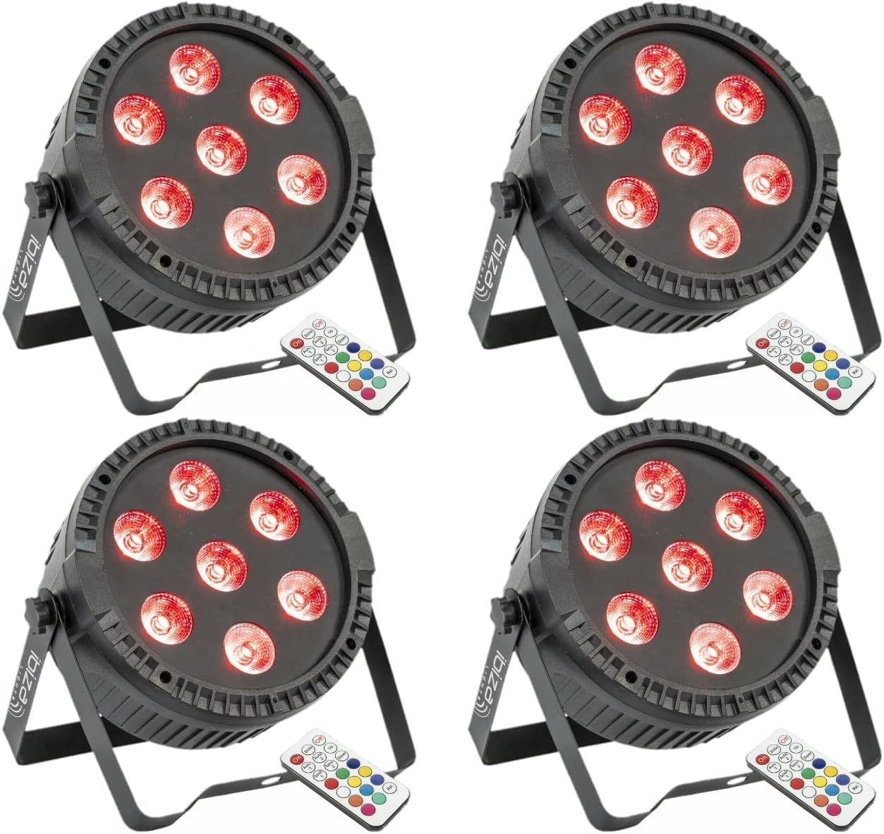 Ibiza Light THINPAR7x6-RGBW 4-Pack LED Projectors with DMX Remote Control