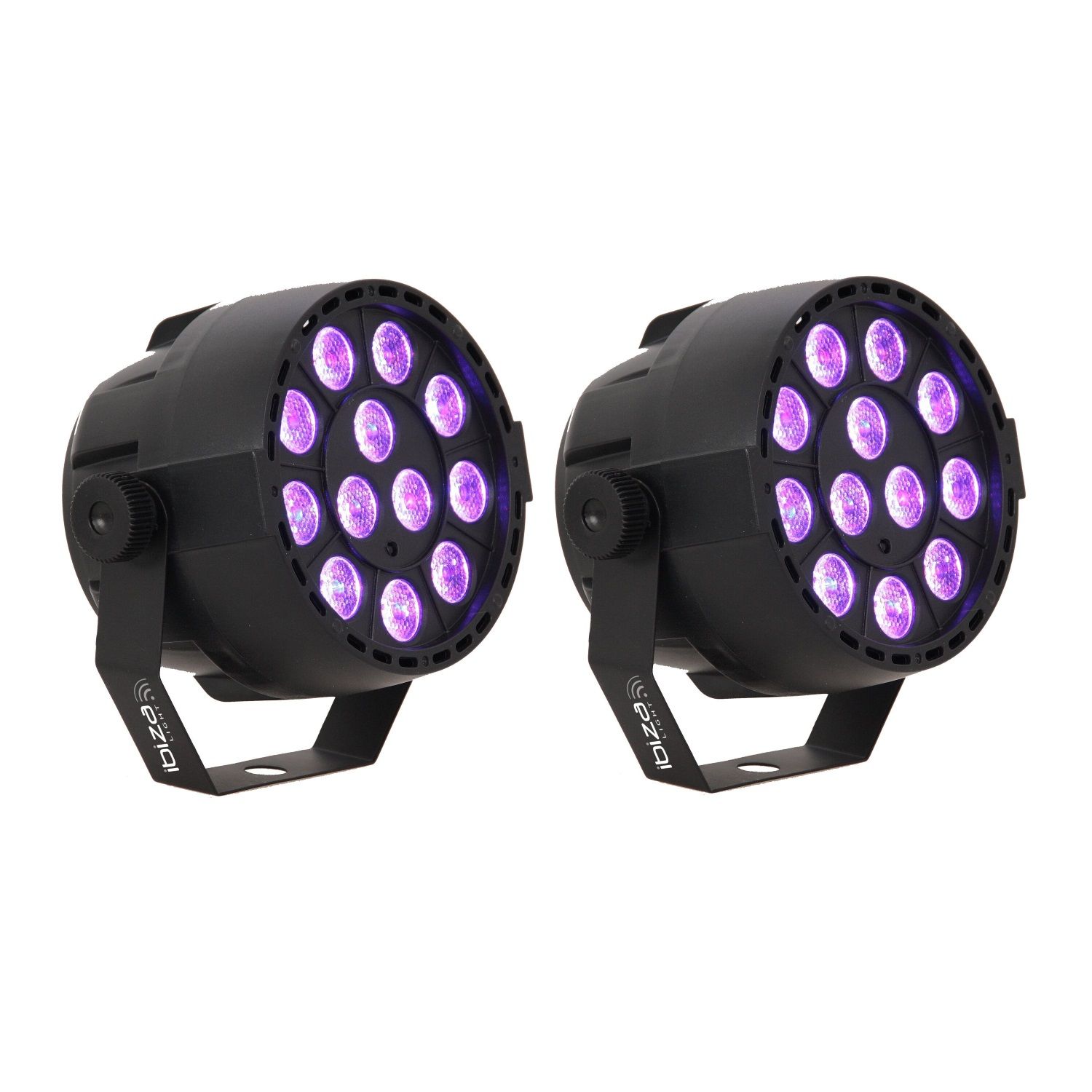 Ibiza Light PAR-MINI-UV UV Projector Pack - 2x 18x1W DMX LED Strobe Light for Party Club Disco Lighting