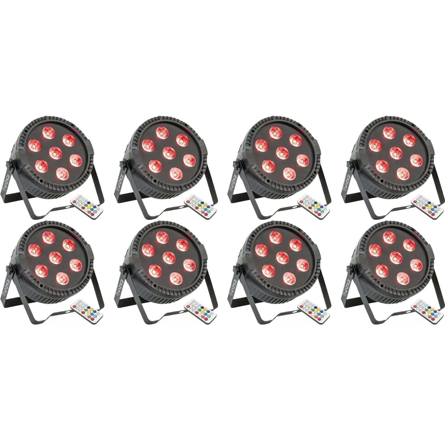 Paquete de 8 proyectores THINPAR7x6-RGBW Ibiza Light con control remoto DMX
