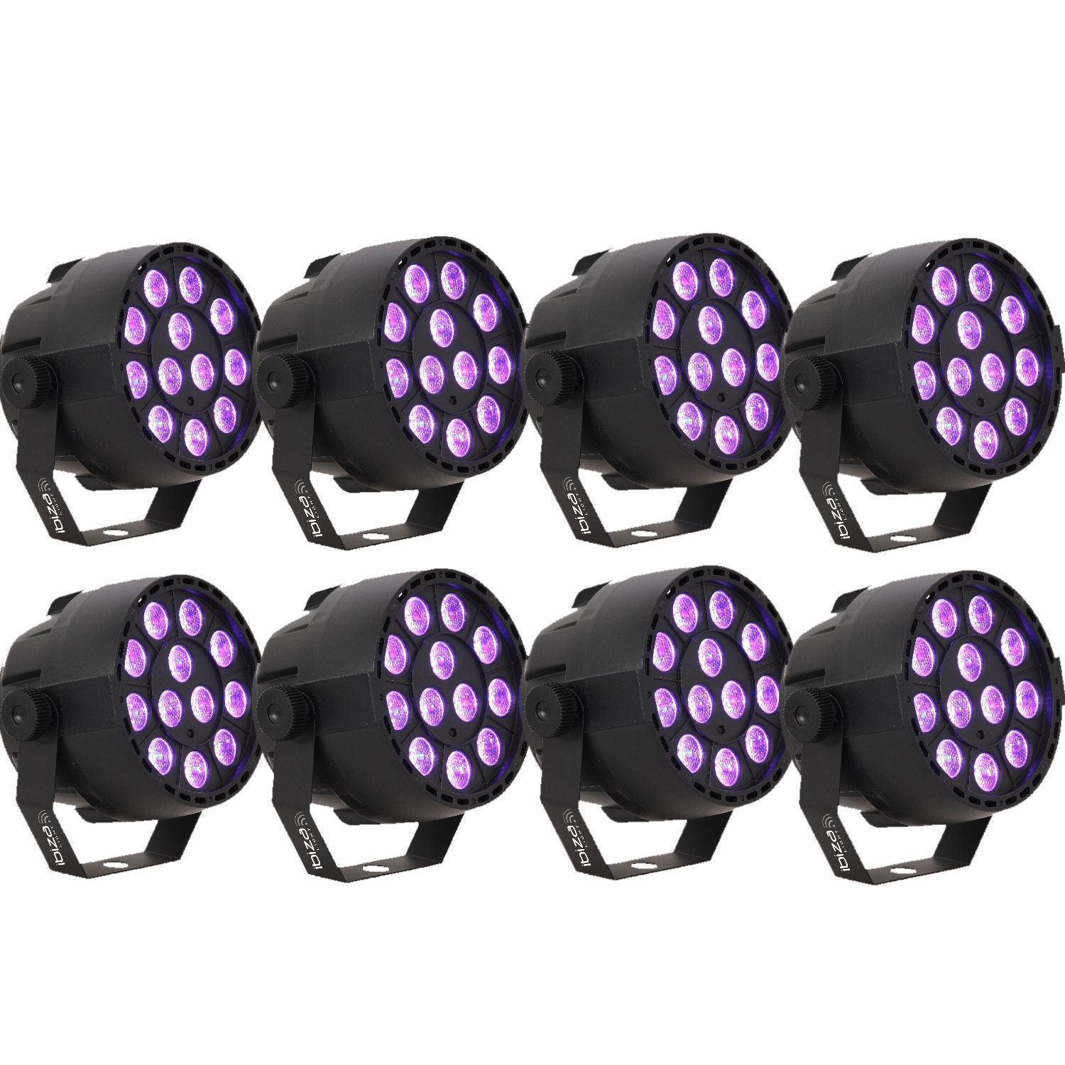 Ibiza Light UV Projector Pack - 8x 1W DMX LED UV Strobe Light