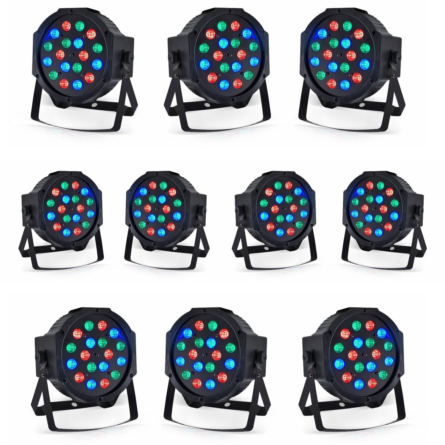 Paquete de 10 luces proyectoras RGB Party con control DMX
