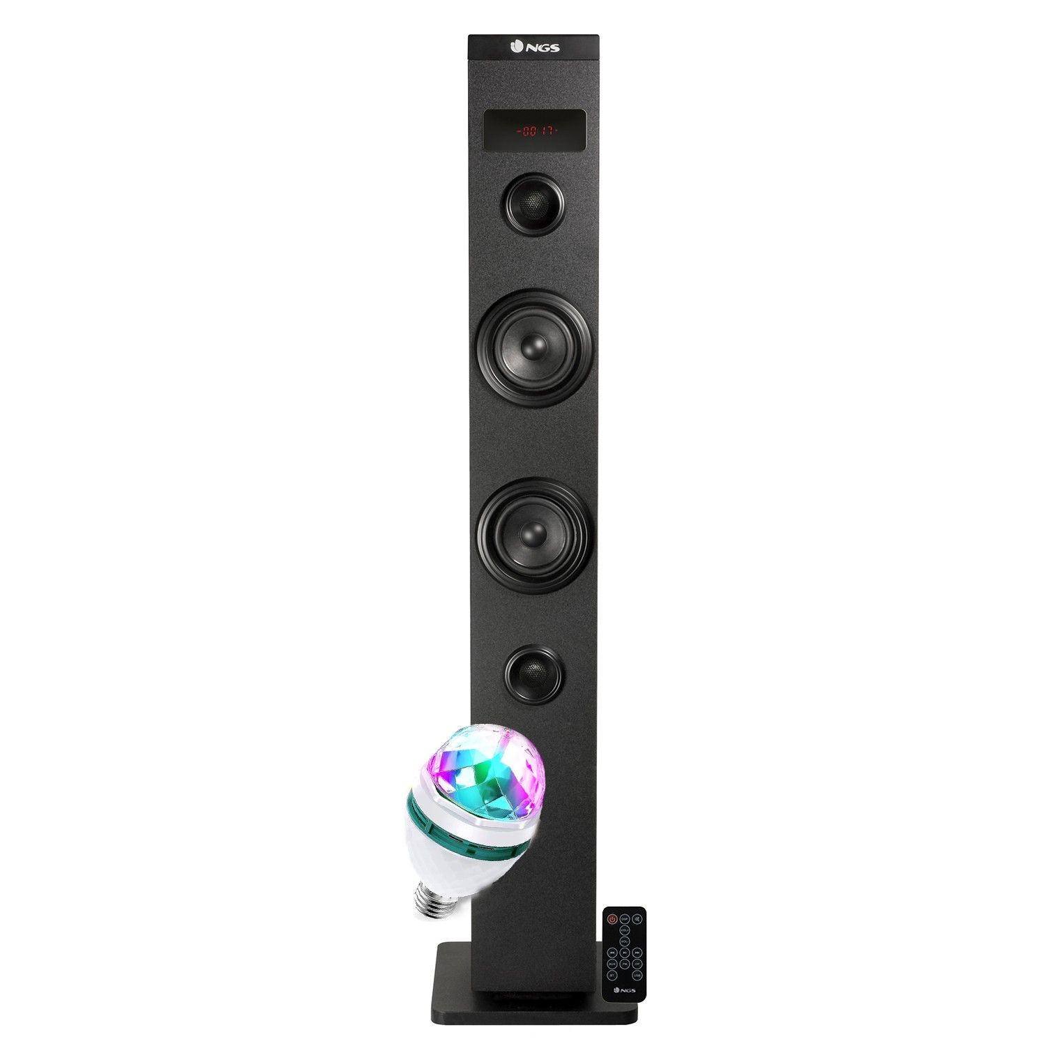 NGS Technology Hi-Fi Bluetooth Column Speaker 50W SKYCHARM with USB, FM Radio and AUX-in Remote Control, Optical Input, LED Light