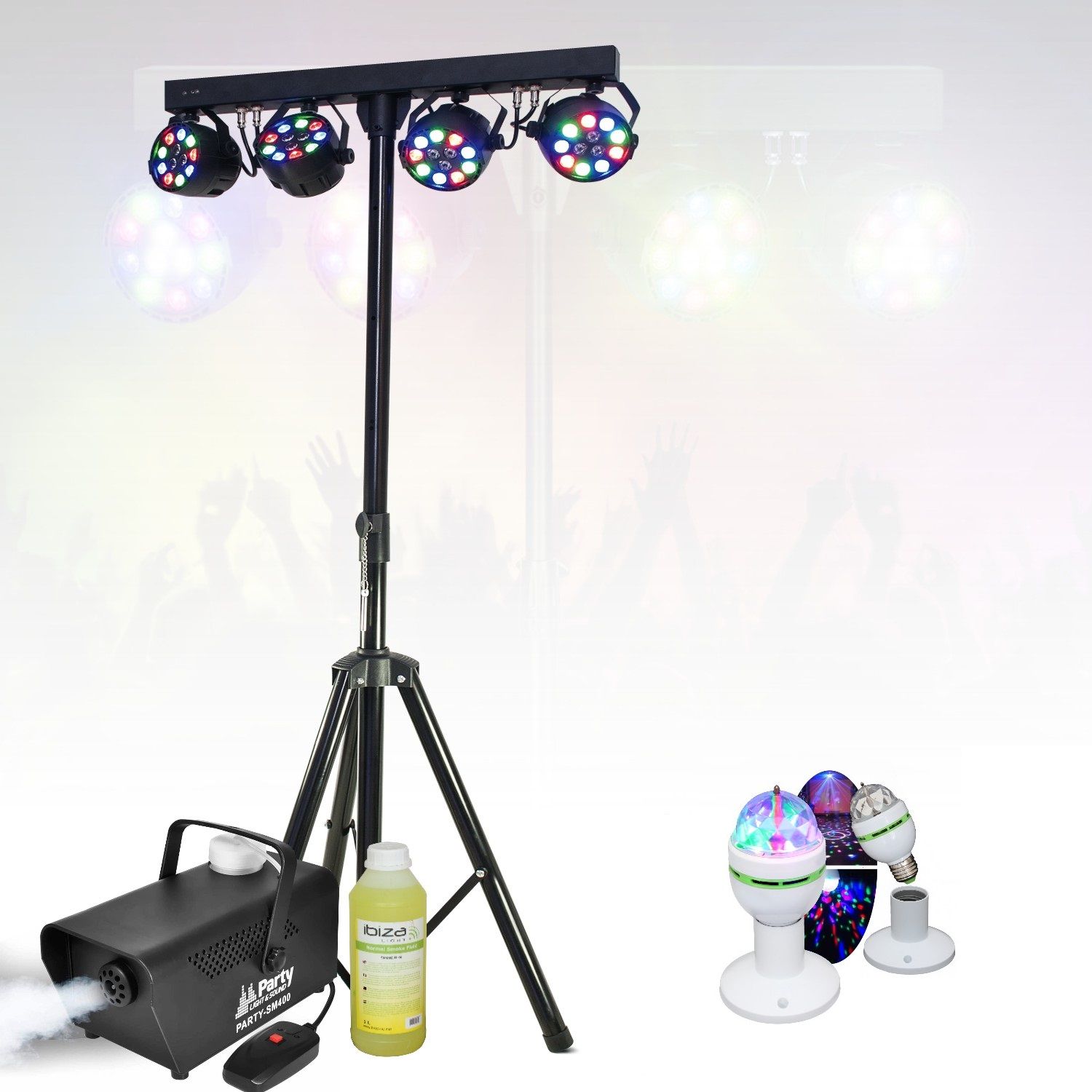 Paquete de luz completo de la fiesta con soporte y efectos - Equipo DJ para fiestas móviles