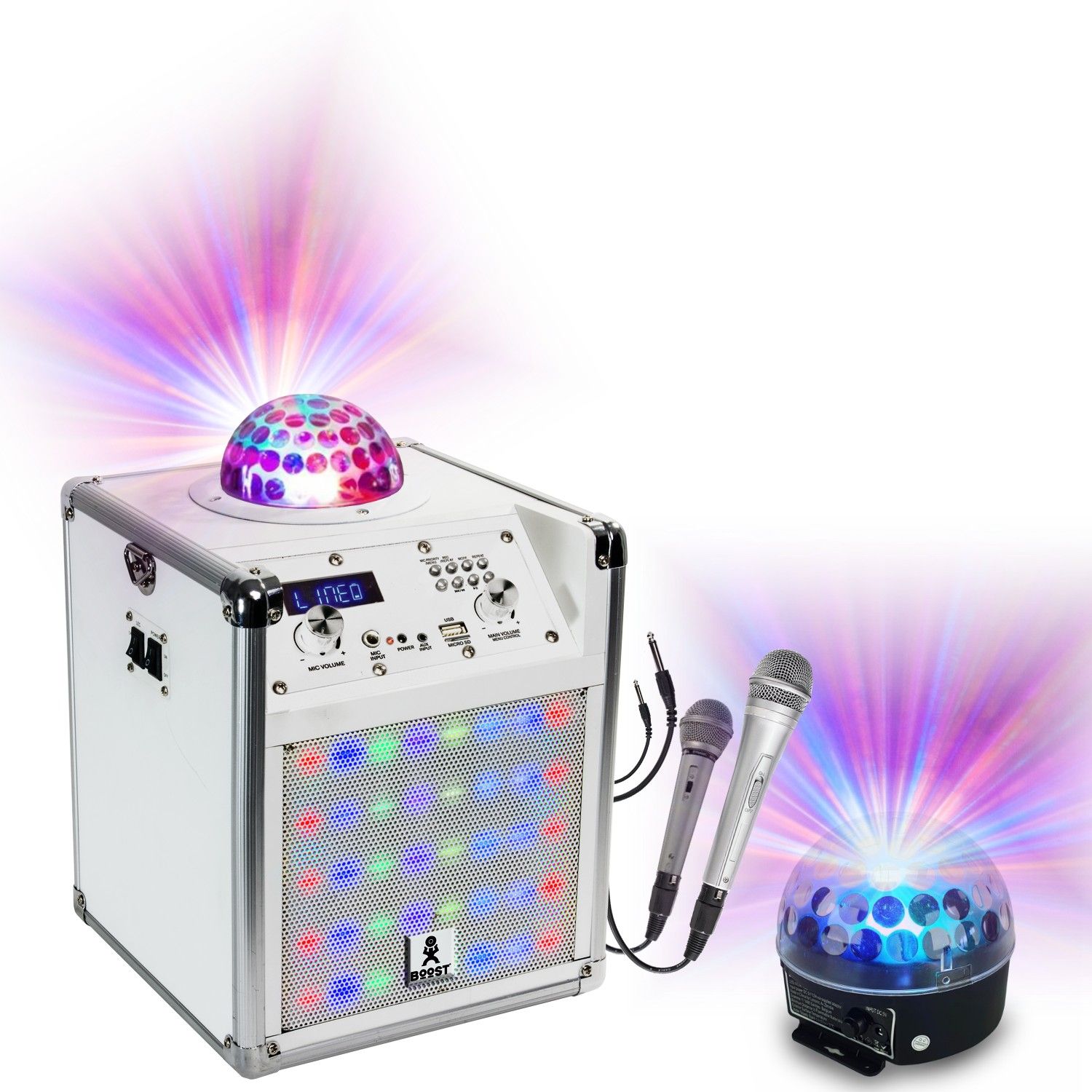 Boost KUBELED-WH Autonomous Karaoke Speaker with Built-in Astro Light and Remote Control