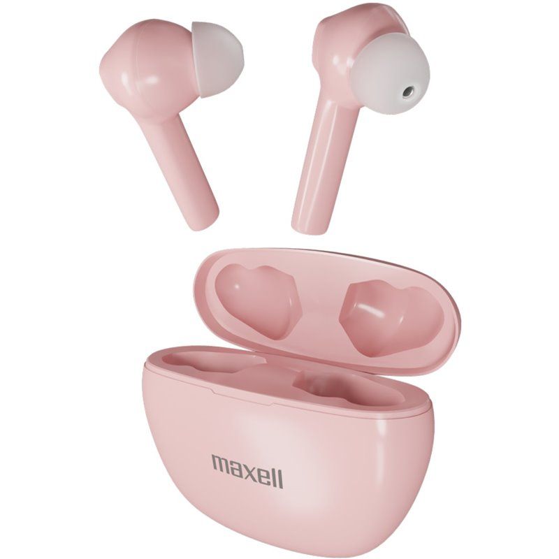 Auriculares inalámbricos Maxell con estuche cargador, rosa
