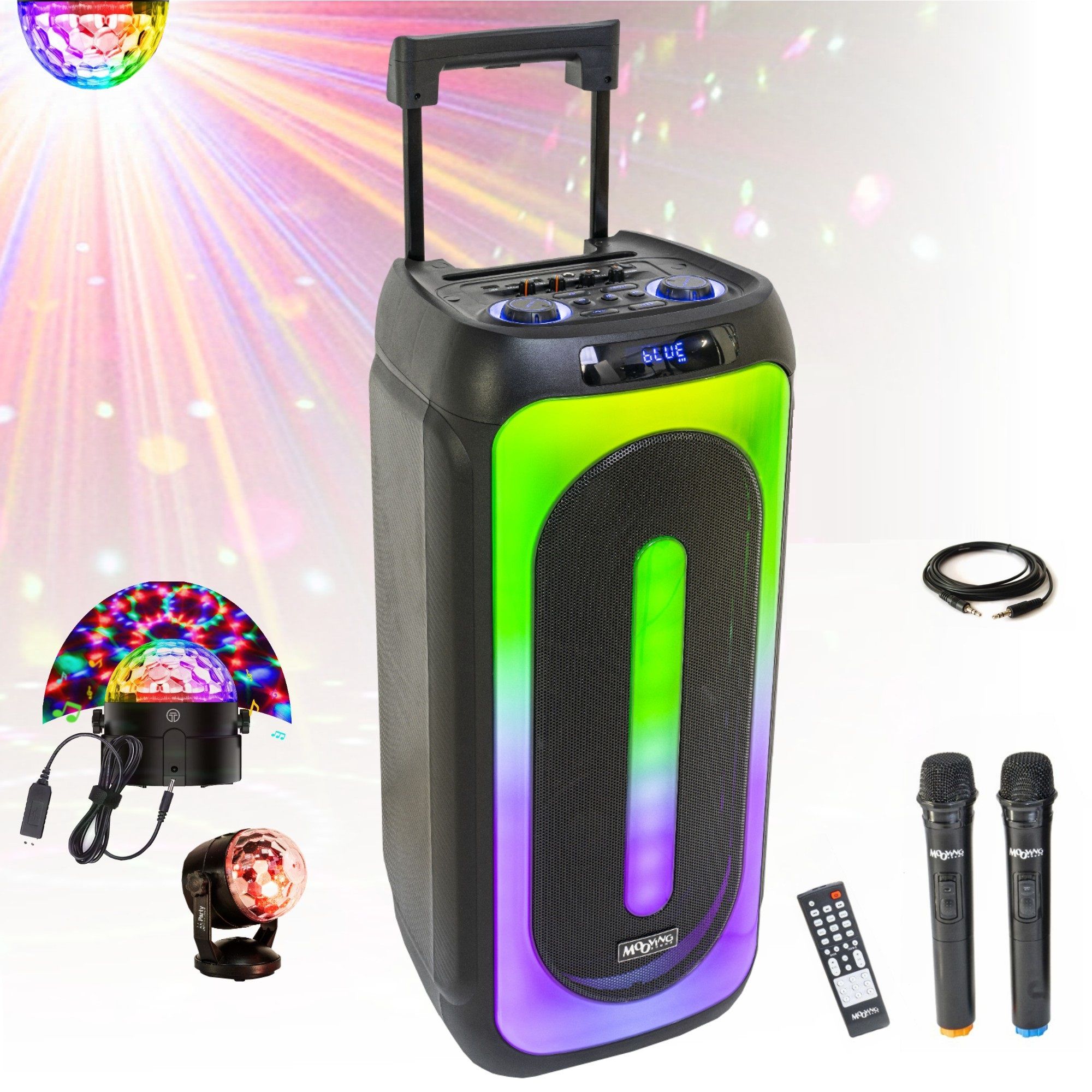MS-MAGIC-SOUND1000 Wireless Speaker System with Bluetooth, USB, and TWS - 1000W, 2 Microphones, Astro LED Effects