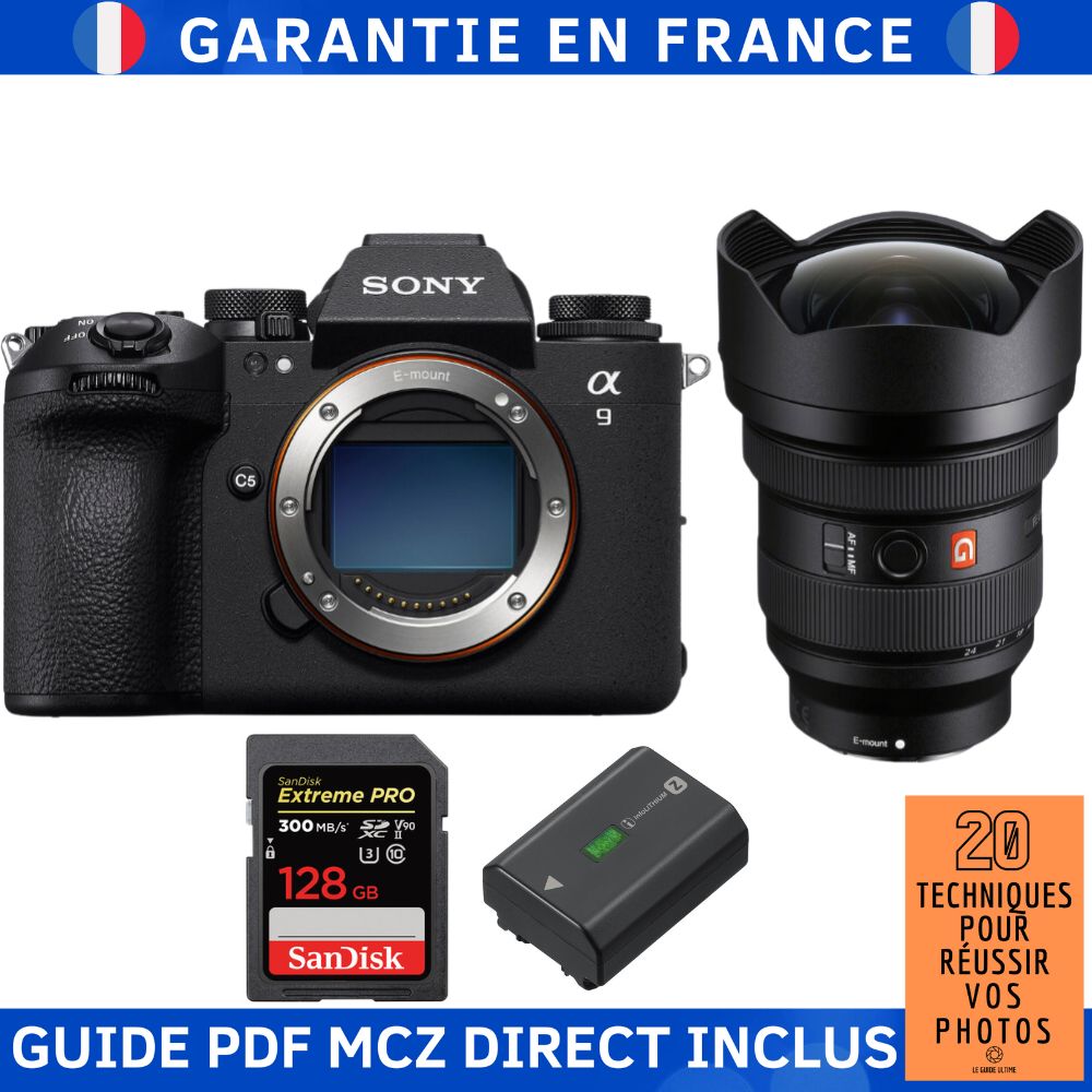 Sony A9 III + FE 12-24mm f/2.8 GM + 1 SanDisk 128GB Extreme PRO UHS-II SDXC 300MB/s + 1 Sony NP-FZ100 + Ebook '20 Techniques pour Réussir vos Photos' - Hybrid Camera Sony