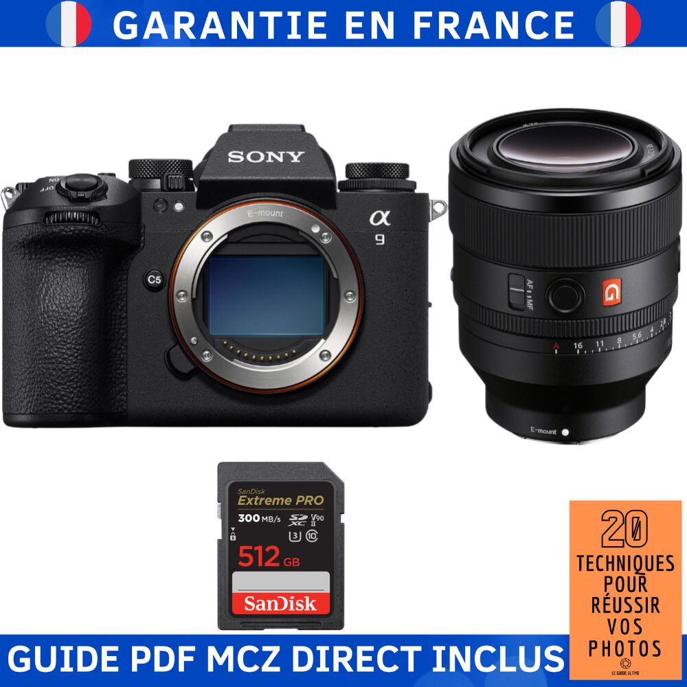 Appareil photo hybride Sony Alpha A9 III + Objectif FE 50 mm f/1.2 GM + 1 x Carte SDXC SanDisk 512 Go Extreme PRO UHS-II 300 Mo/s + Guide électronique '20 Techniques pour Réussir vos Photos'