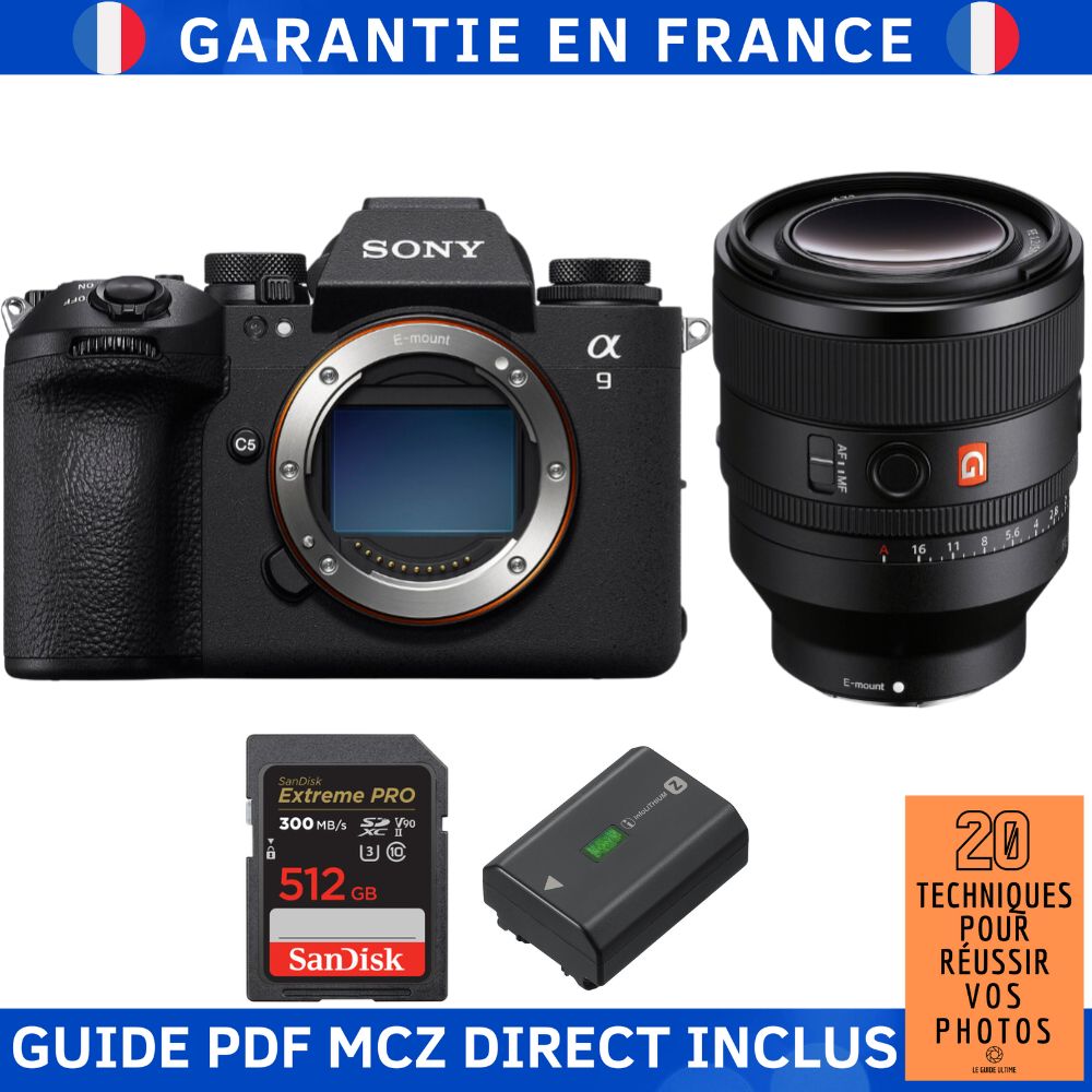 Sony A9 III + Objectif FE 50mm f/1.2 GM + 1 Carte SanDisk 512 Go Extreme PRO UHS-II SDXC + 1 Batterie Sony NP-FZ100 + Ebook '20 Techniques pour Réussir vos Photos' - Appareil Photo Hybride Sony