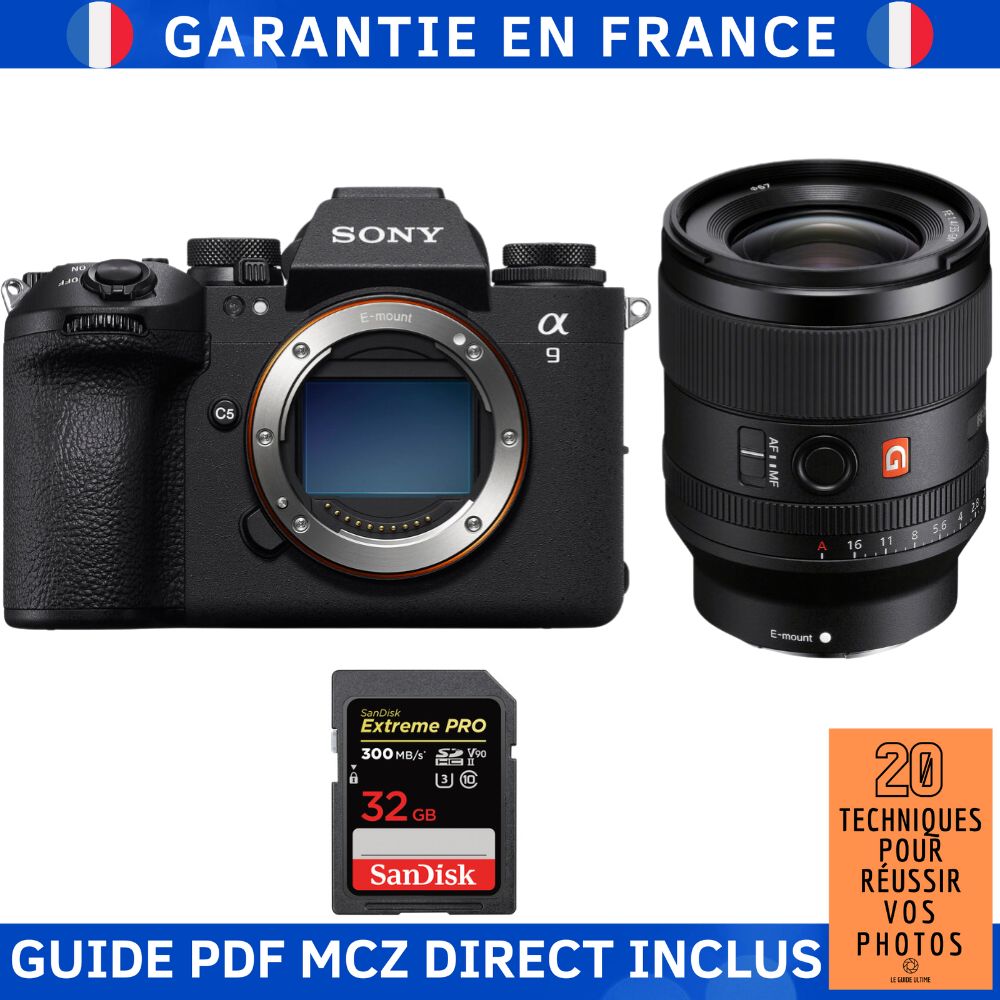 Sony A9 III + Objectif FE 35mm f/1.4 GM + 1 Carte SanDisk 32Go Extreme PRO UHS-II SDXC 300Mo/s + Ebook '20 Techniques pour Réussir vos Photos' - Appareil Photo Hybride Sony