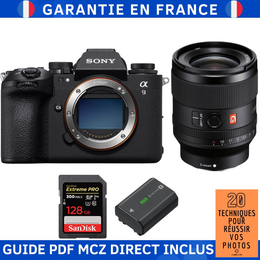 Sony A9 III + FE 35mm f/1.4 GM Lens + 2 SanDisk 128GB Extreme PRO UHS-II SDXC Cards + Sony NP-FZ100 + Ebook '20 Techniques for Success in Photography' - Sony Hybrid Camera