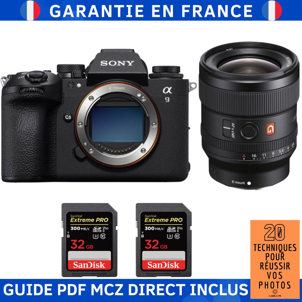 Sony A9 III + FE 24mm f/1.4 GM Lens + 2 SanDisk 32GB Extreme PRO UHS-II SDXC Cards + '20 Techniques for Success in Photography' Ebook - Sony Hybrid Camera