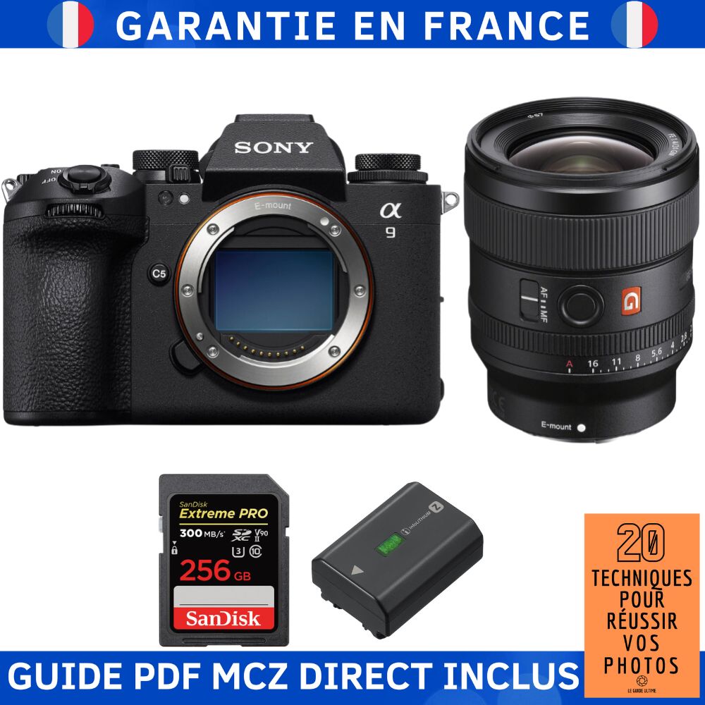 Sony A9 III + FE 24mm f/1.4 GM + 1 SanDisk 256 Go Extreme PRO UHS-II SDXC 300 Mo/s + 1 Batterie Sony NP-FZ100 + Ebook '20 Techniques pour Réussir vos Photos' - Appareil photo hybride Sony
