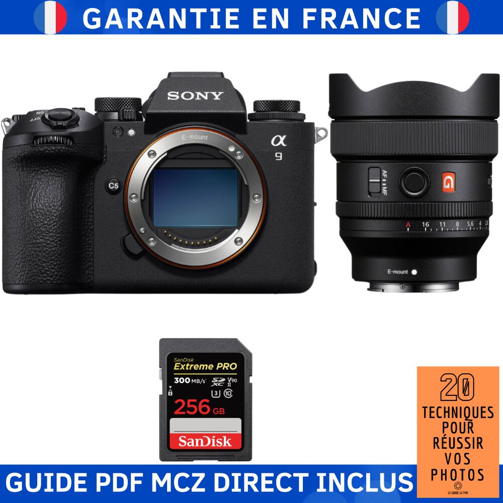 Sony A9 III + FE 14mm f/1.8 GM + 1 SanDisk 256 Go Extreme PRO UHS-II SDXC 300 Mo/s + Ebook '20 Techniques pour Réussir vos Photos' - Appareil photo hybride Sony