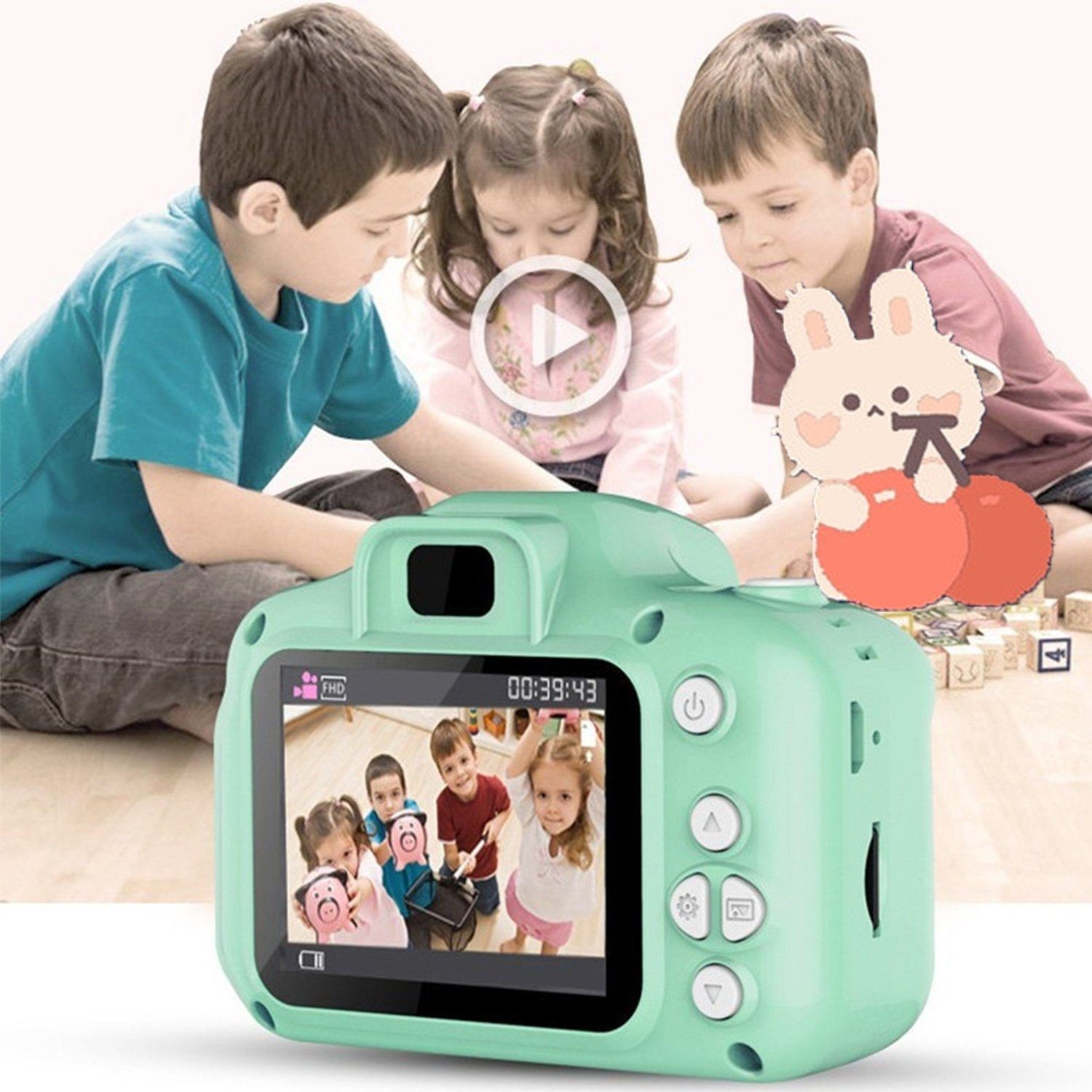 KINSI Kids Camera, 1080P HD, 32GB TF Card, Green