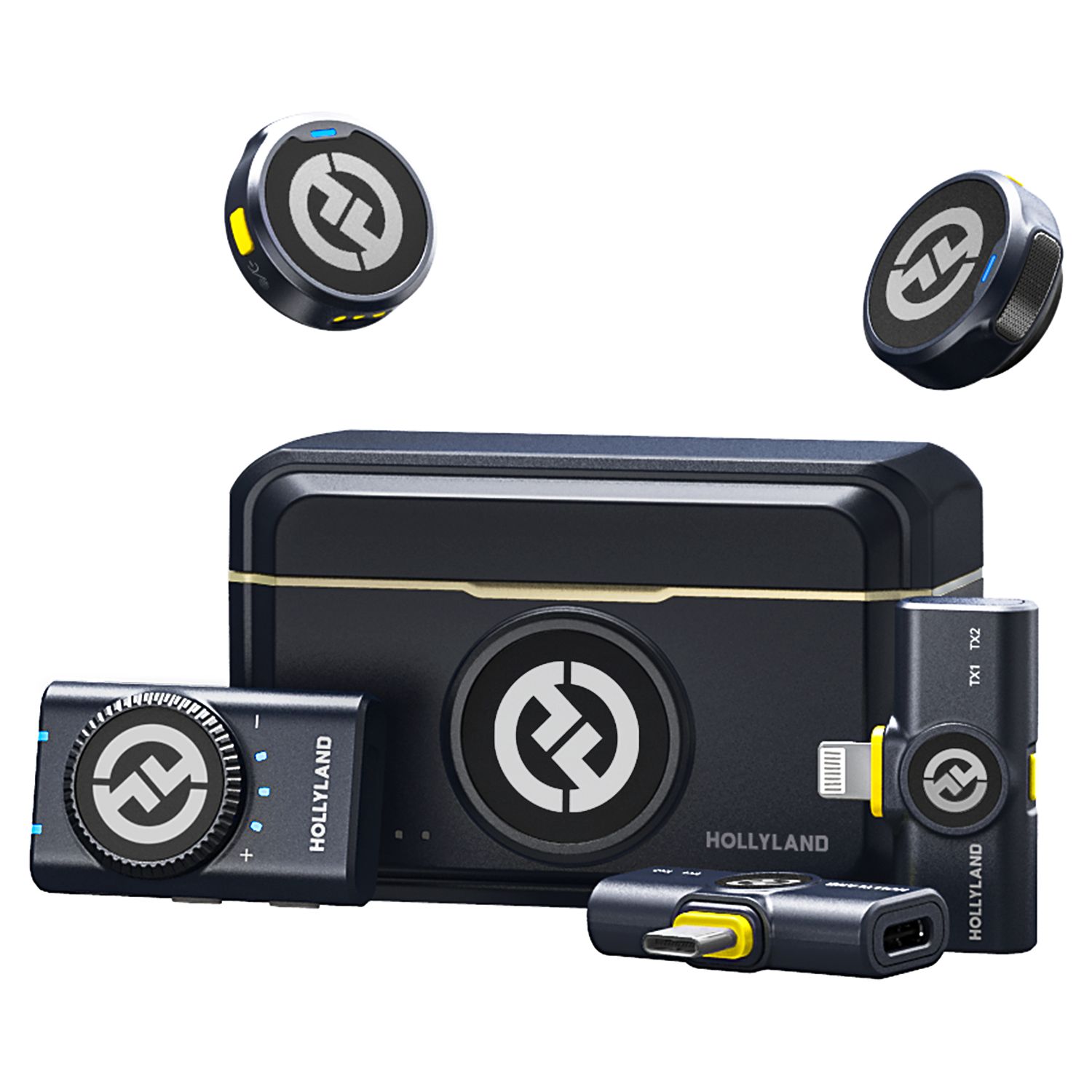 Combo de micrófono LARK M2 - Hollyland, para cámara DSLR iPhone PC, cancelación de ruido, tasa de muestreo 48KHz-24 bits, negro
