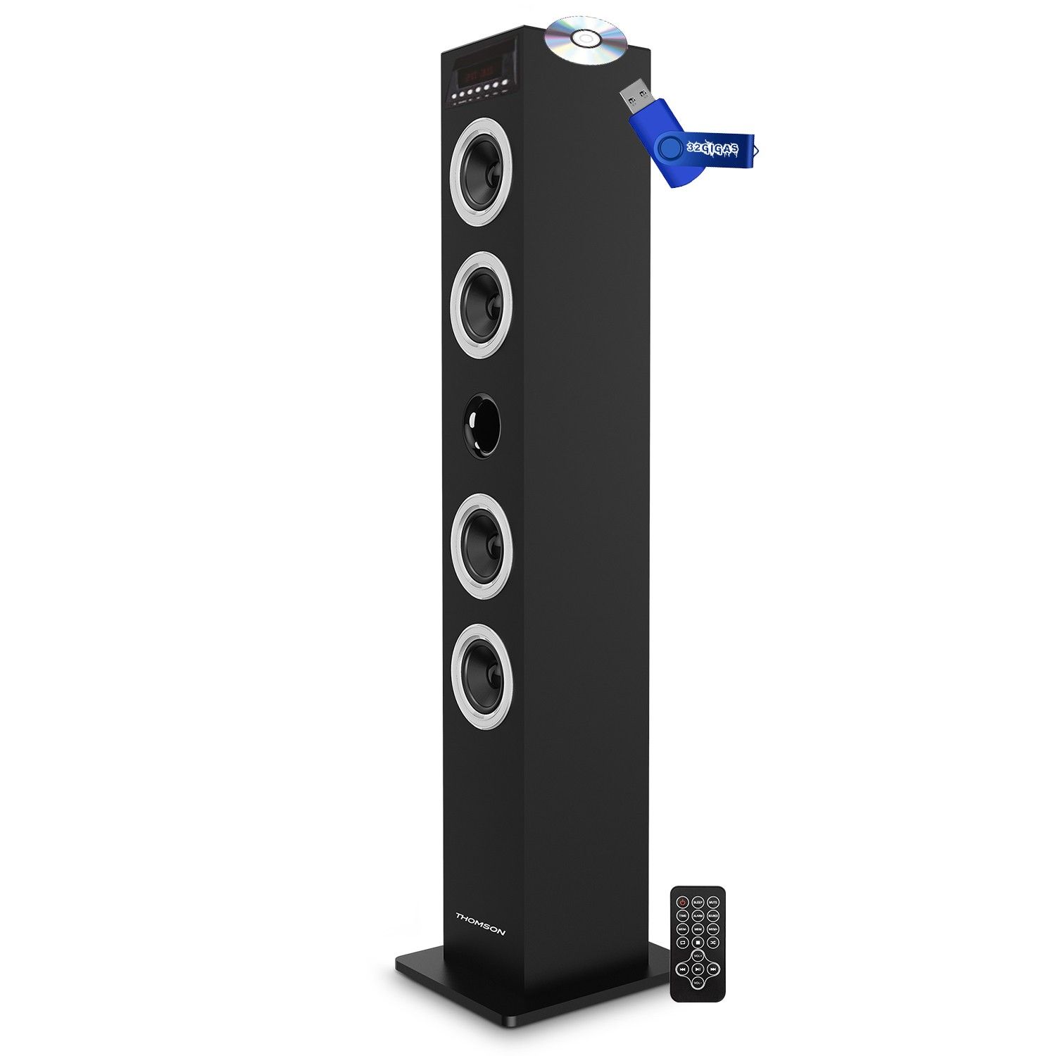 Thomson DS120CD Bluetooth Sound Tower with CD Player, USB/SD Port, 60W
