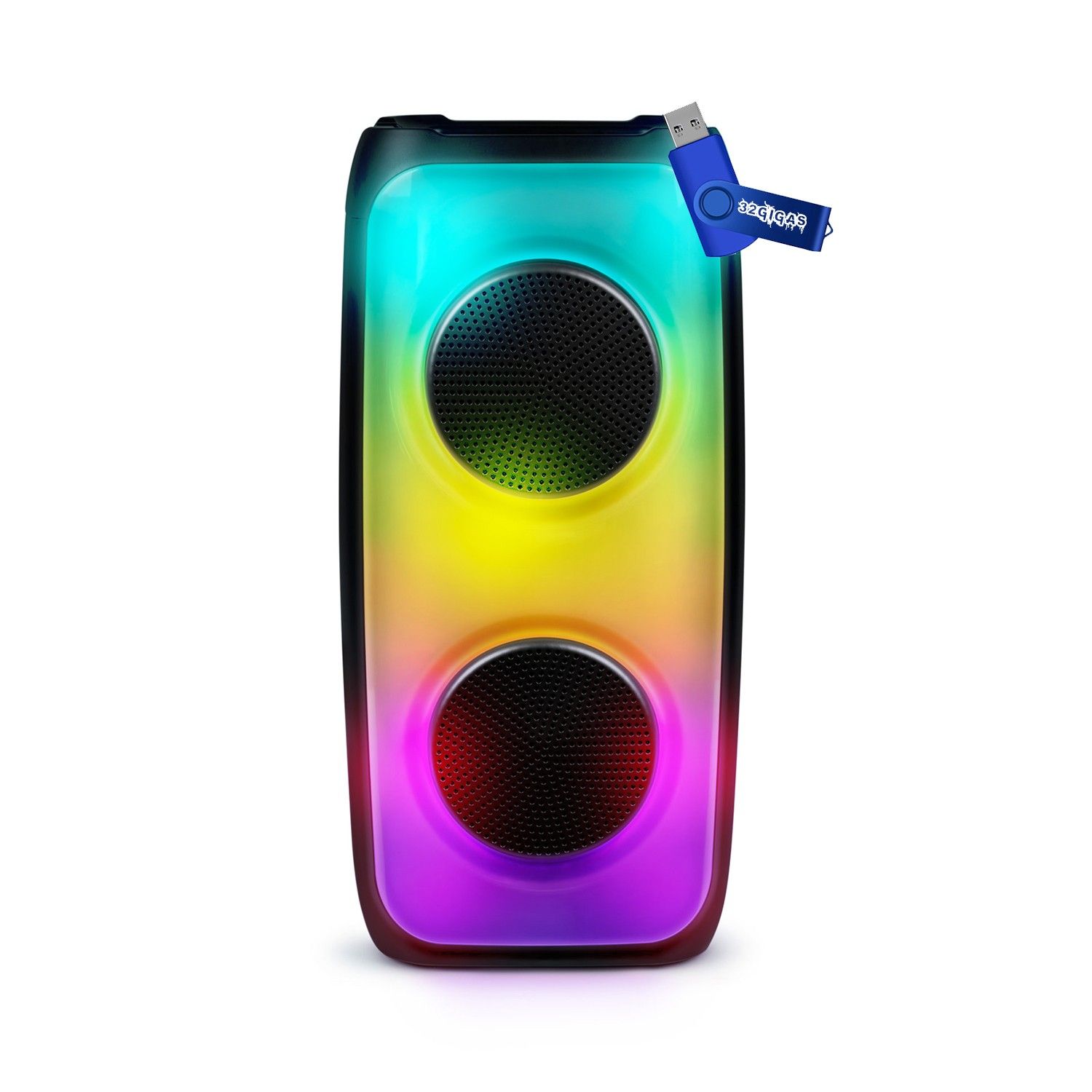 Party BIG BEN DJ Speaker - 50W - Bluetooth 5.0 - USB/SD - LED Lights - Mega Bass + USB 32GB Key