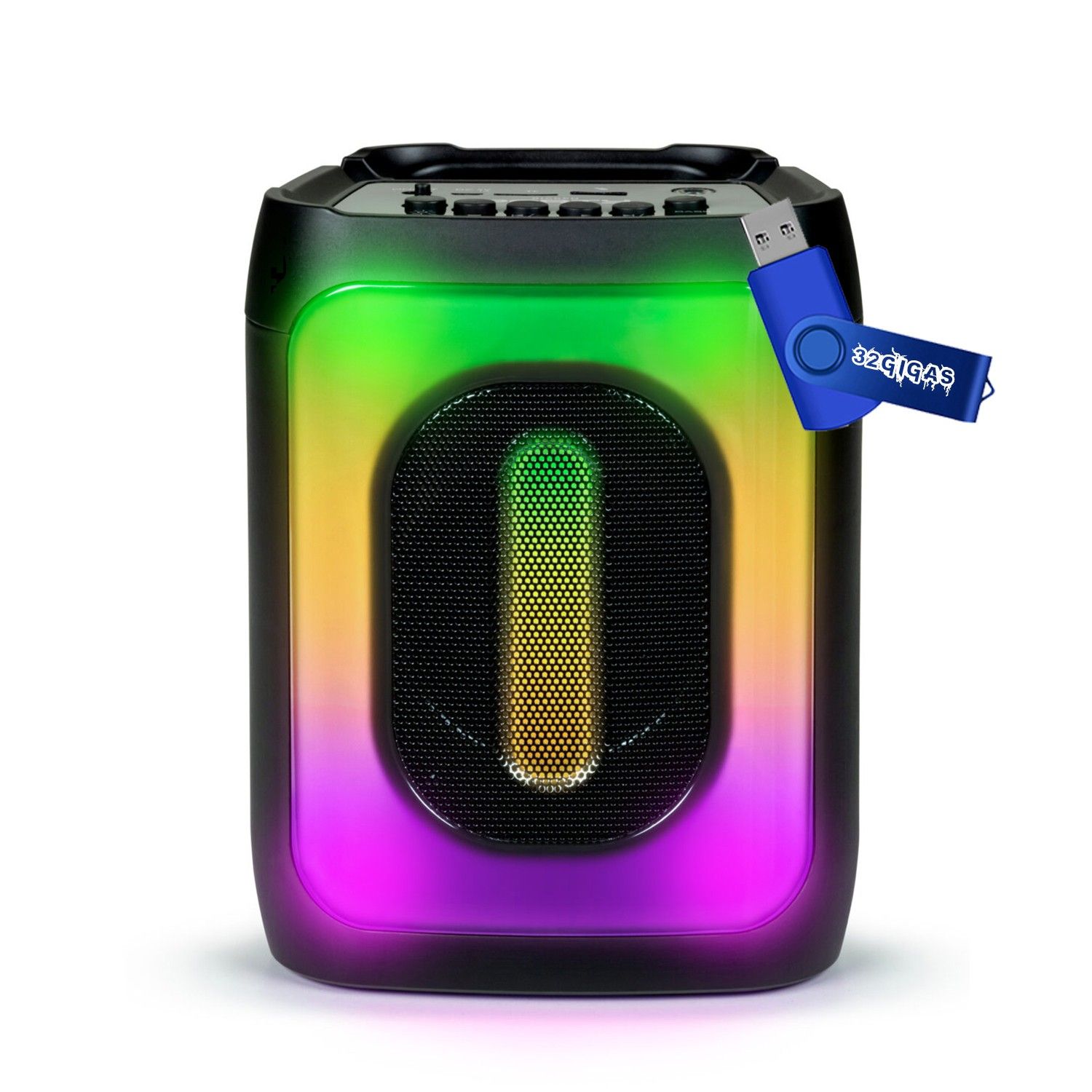 Party Battery-Powered Speaker PARTYBTHPS2 with Bluetooth, USB/SD, LED Lights 30W - Bass Boost+ USB 32GB Key