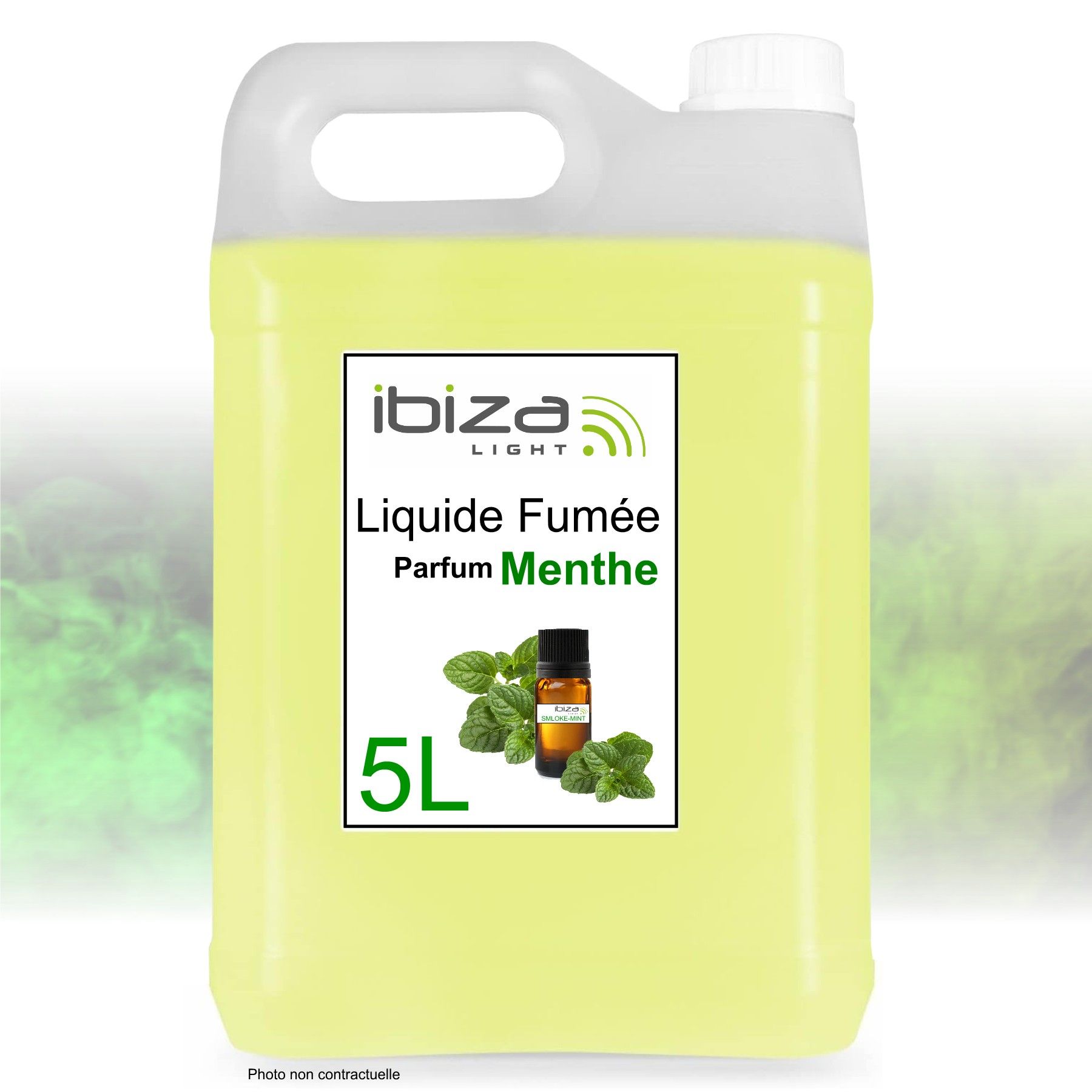 Pack de liquide fumée Ibiza Light SMOKE5L-N de 5 litres pour machine à fumée - Flacon de parfum menthe