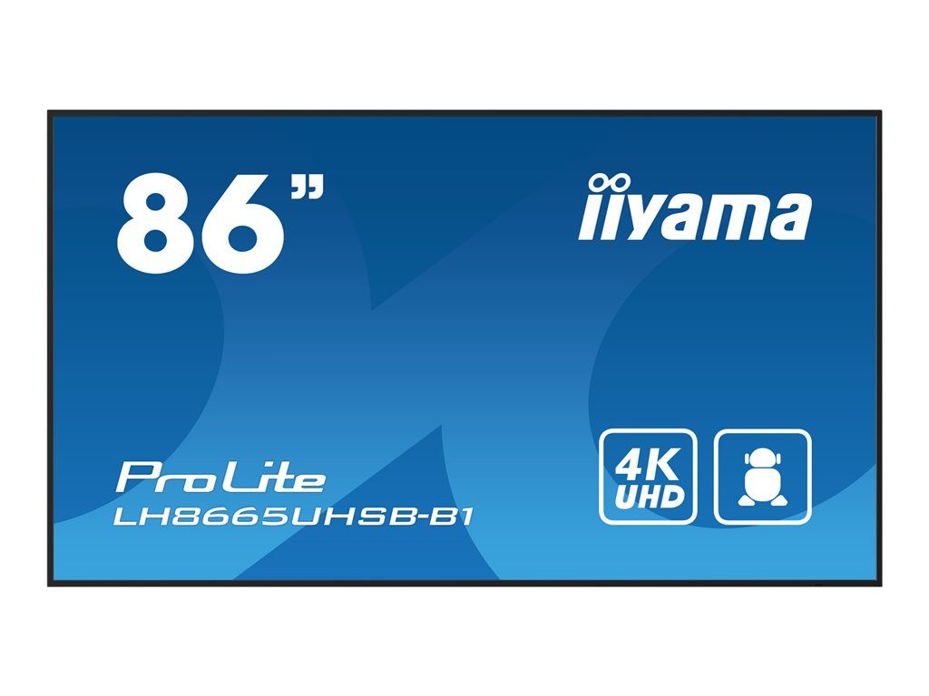 iiyama ProLite LH8665UHSB-B1 - 86" LED Backlit LCD Display - Digital Signage - Android - 4K UHD (2160p) 3840 x 2160 - Black