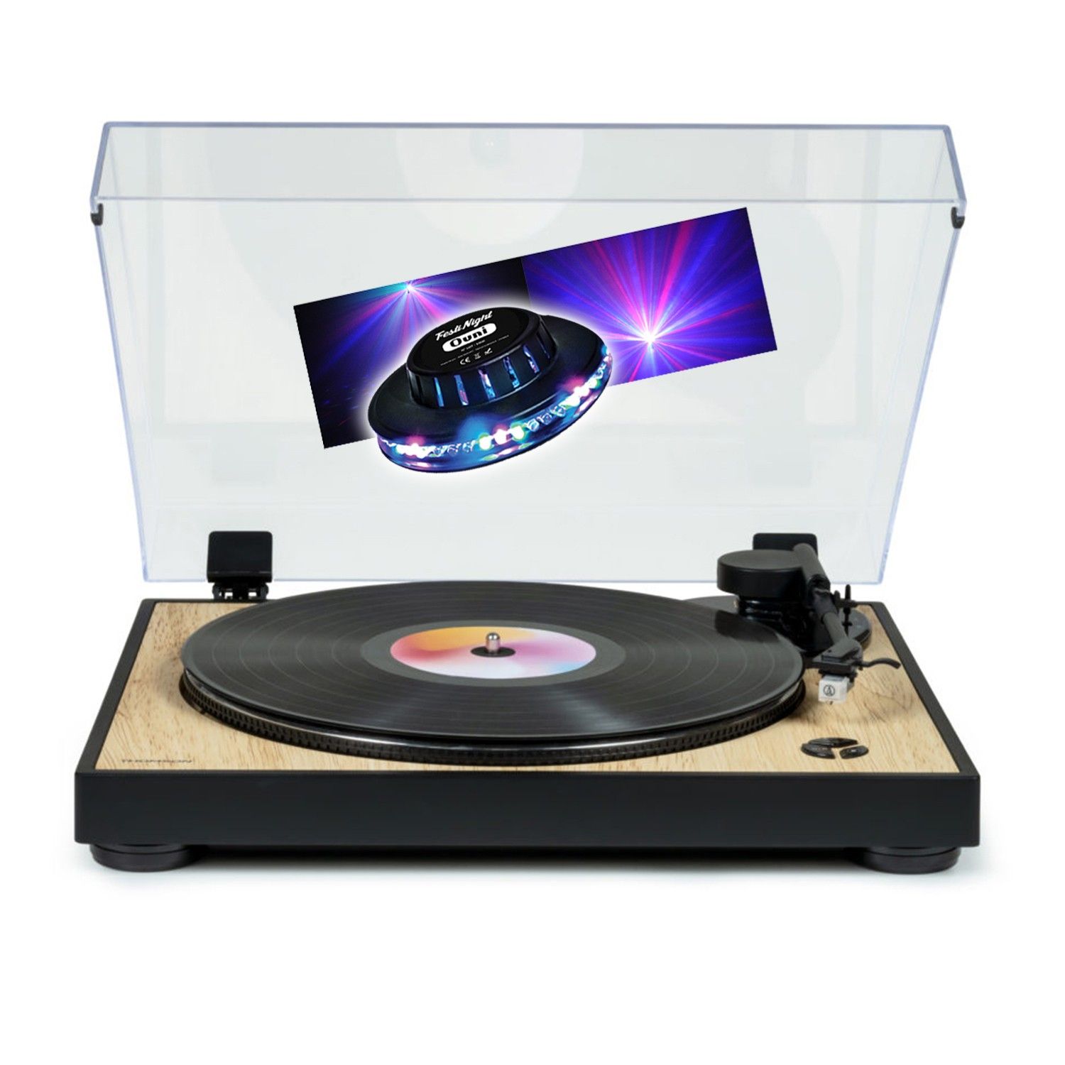 Pila de discos de vinilo Thomson TT300 - MADERA/NEGRO - 33/45 RPM, Movimiento automático del brazo