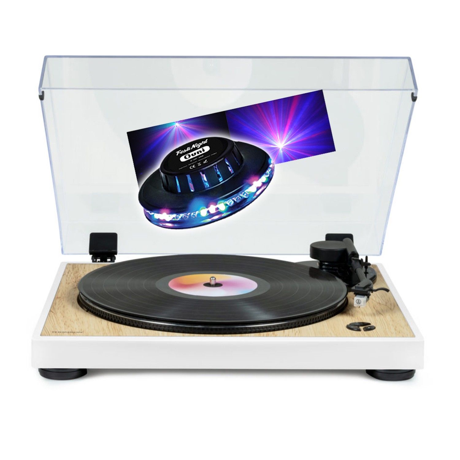 Pickering TT301 Vinyl Record Turntable - WOOD/WHITE - 33/45 RPM, Auto Arm Movement