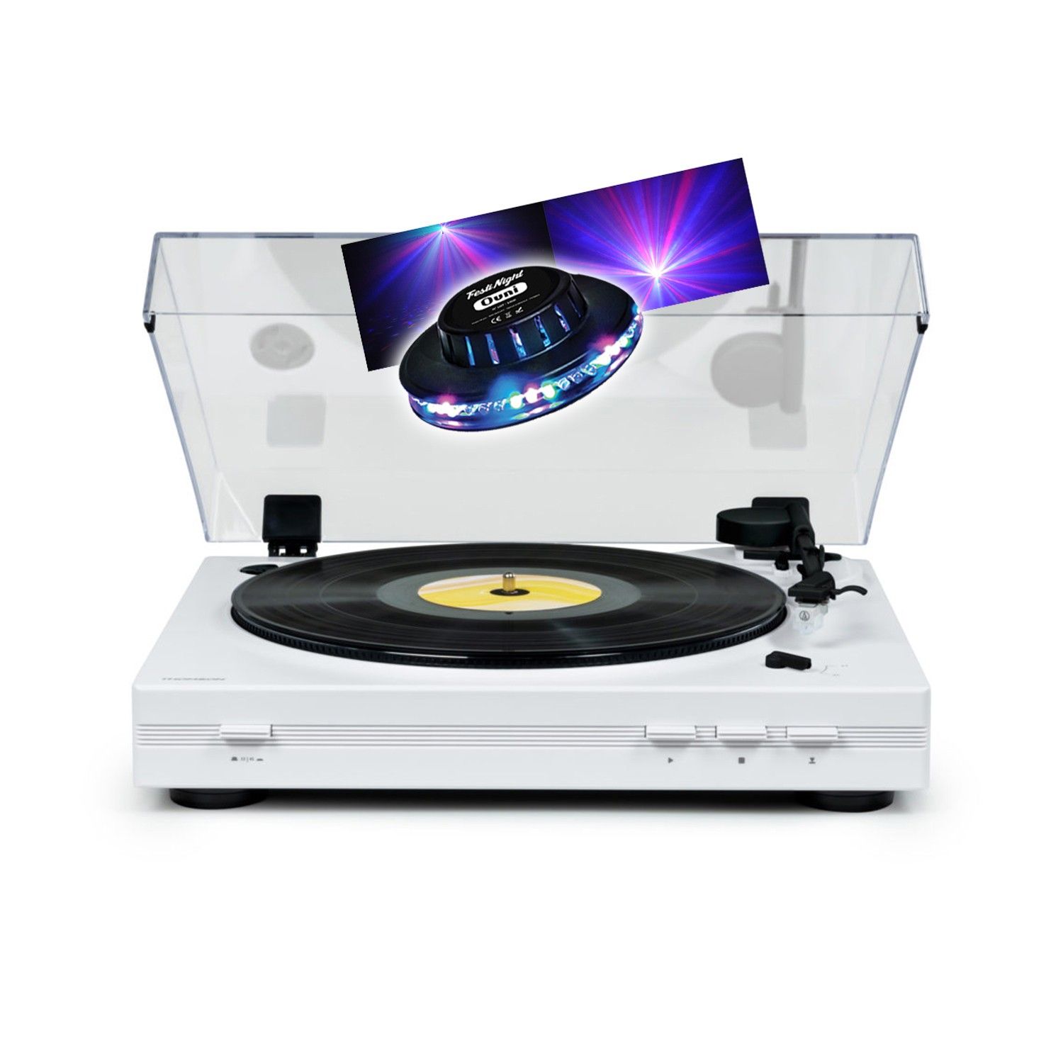 Pickering TT355 Vinyl Turntable, White 33/45 RPM Auto-Play with Audio-Technica AT3600L Stylus