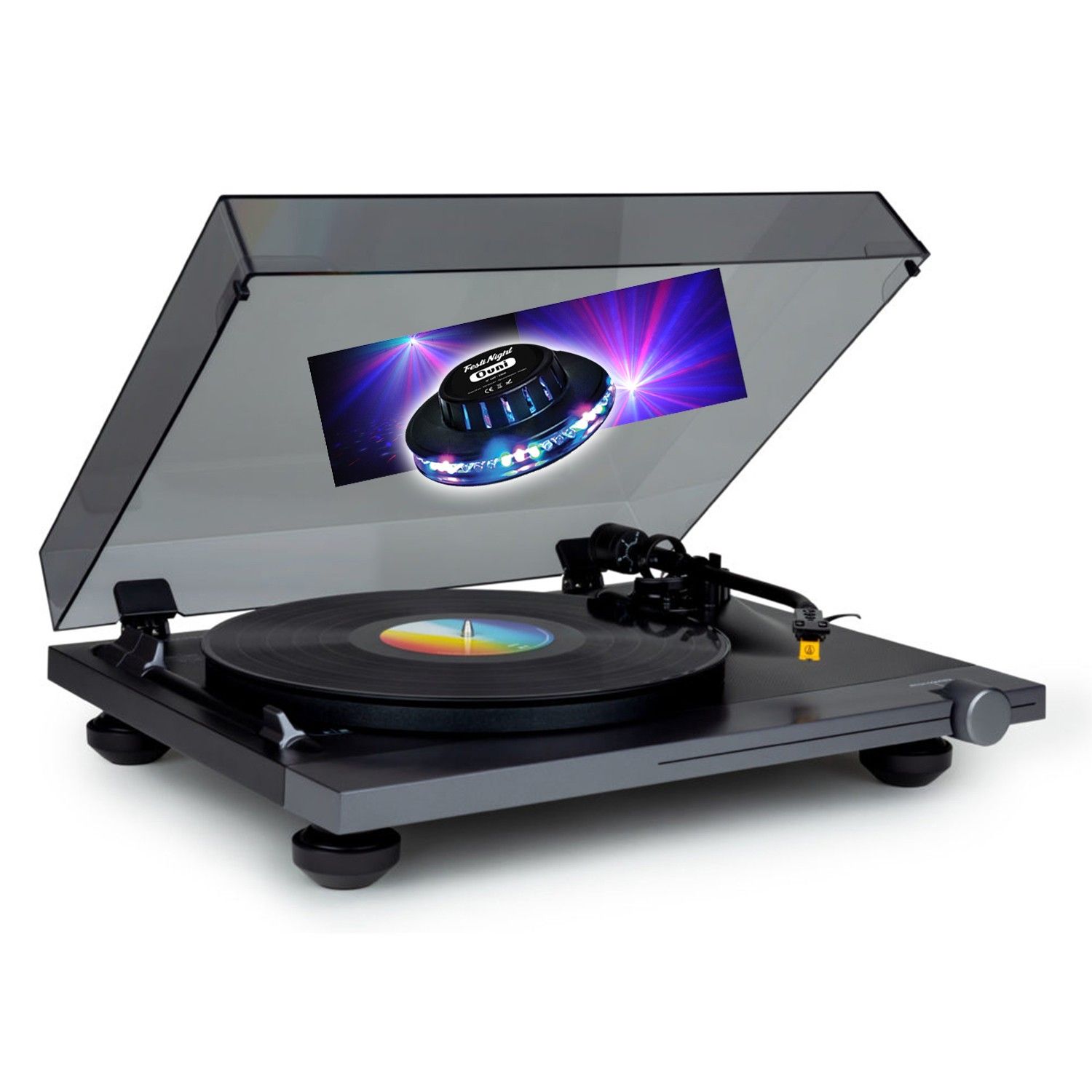 Reproductor de Vinilo Thomson TT700 - 33/45 RPM, salida RCA, espectáculo de luces UFO LED