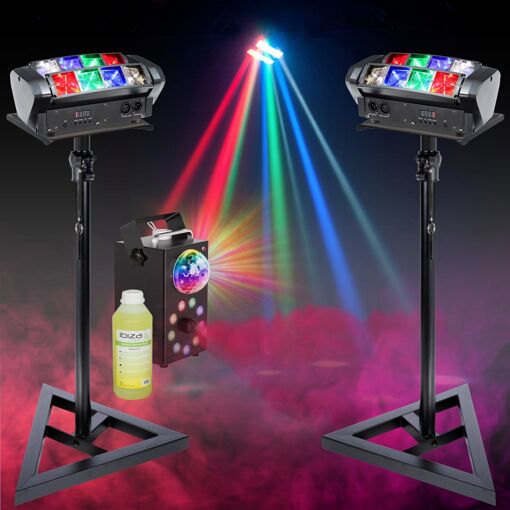 Ibiza Light Spider RGBW LED8-MINI 2 Pack - 700W Smoke Machine for DJ Parties