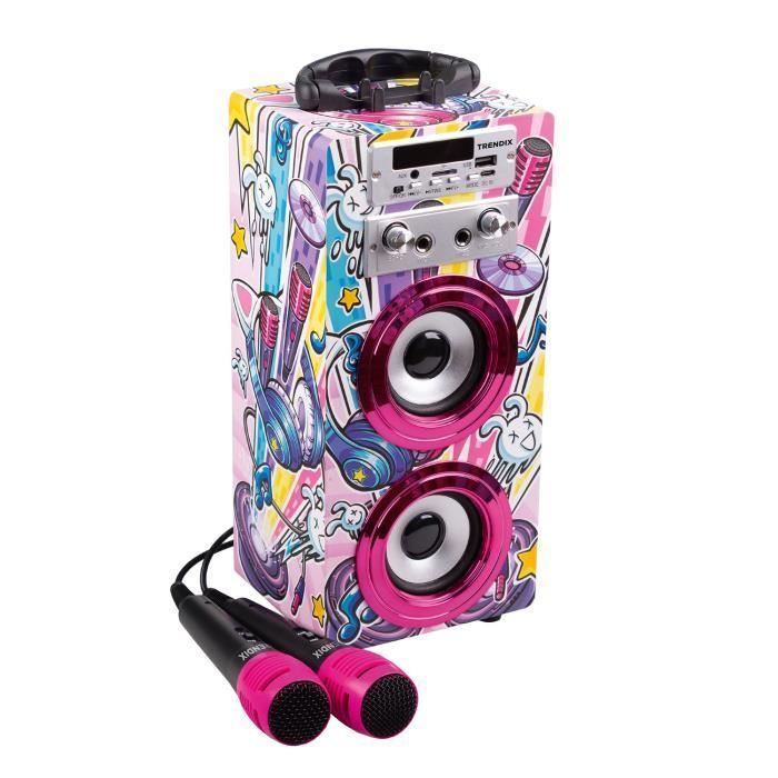 Kid's Karaoke Speaker - Tendrix - 2 Microphones - Bluetooth - AUX - FM Radio - USB