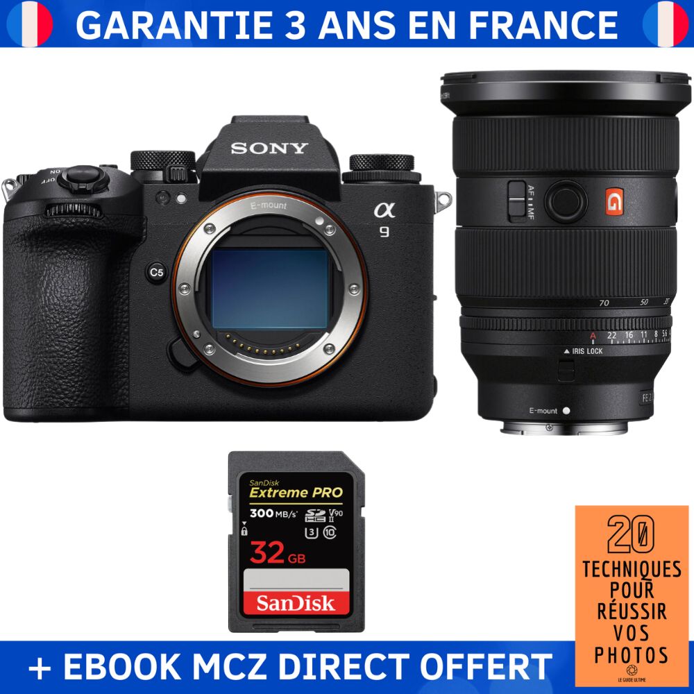 Sony A9 III + Objetivo FE 24-70mm f/2.8 GM II + 1x Tarjeta SD SanDisk 32GB Extreme PRO UHS-II 300 MB/s + Ebook: '20 Técnicas para Tener Éxito en la Fotografía' - Cámara Profesional