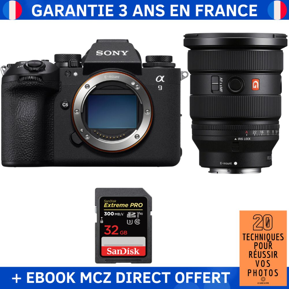Sony A9 III Camera + FE 16-35mm f/2.8 GM II Lens + 1 SanDisk 32GB Extreme PRO UHS-II SDXC Card + '20 Techniques for Success in Photography' Ebook - Professional Camera