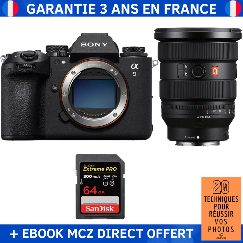 Sony A9 III + FE 16-35mm f/2.8 GM II Lens + 1 SanDisk 64GB Extreme PRO UHS-II SDXC Card + Ebook '20 Techniques for Success in Photography' - Professional Camera