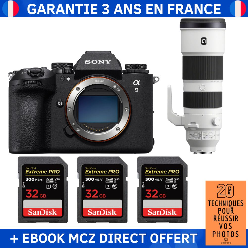 Sony A9 III + FE 200-600mm f/5.6-6.3 G OSS + 3 SanDisk 32GB Extreme PRO UHS-II SDXC 300MB/s + Ebook '20 Techniques for Successful Photos' - Professional Camera