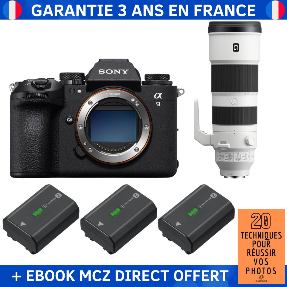 Sony A9 III + FE 200-600mm f/5.6-6.3 G OSS + 3 Sony NP-FZ100 + Ebook '20 Techniques for Success in Photography' - Professional Camera