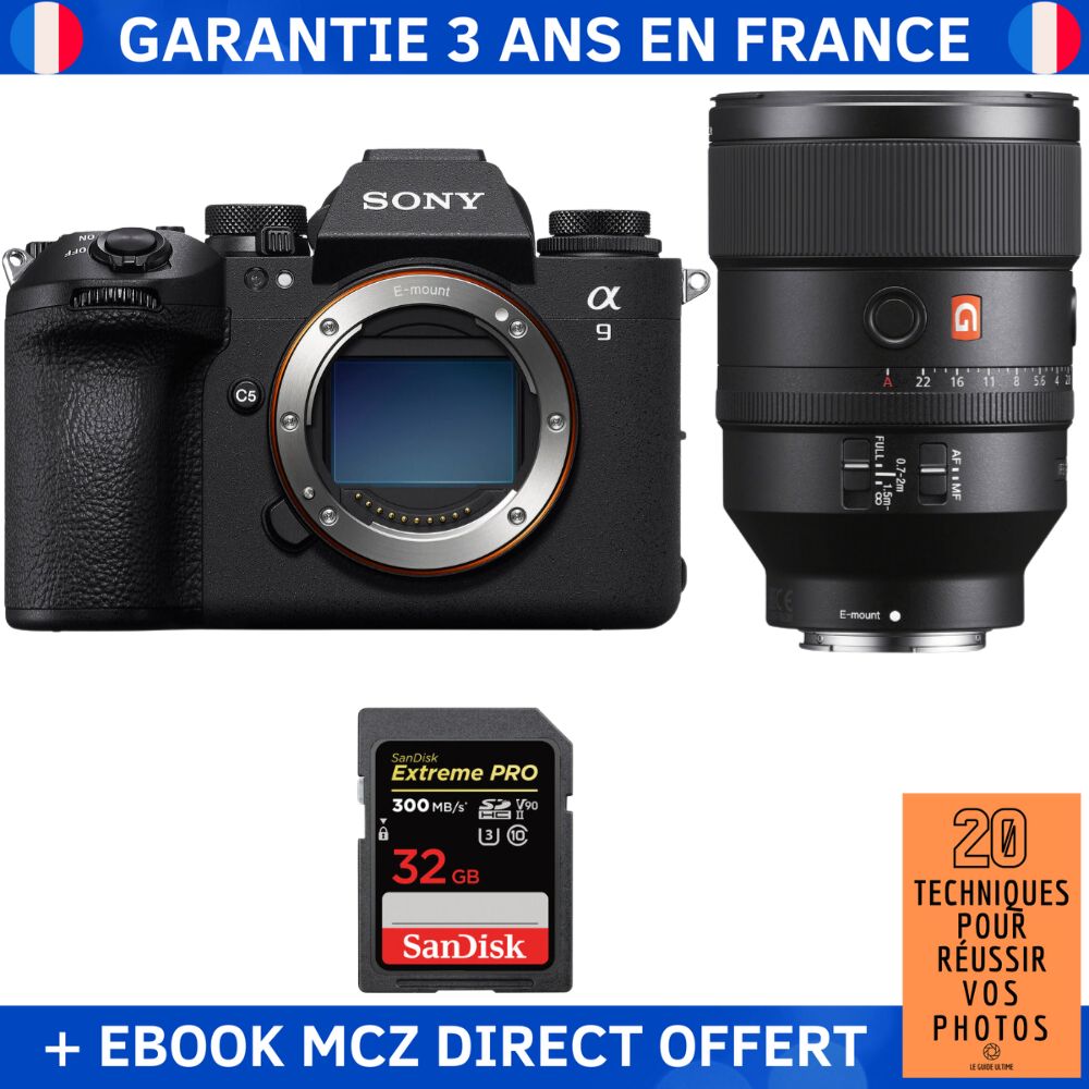 Sony A9 III + FE 135mm f/1.8 GM Lens + 1 SanDisk 32GB Extreme PRO UHS-II SDXC Card + '20 Techniques for Successful Photos' Ebook - Professional Camera