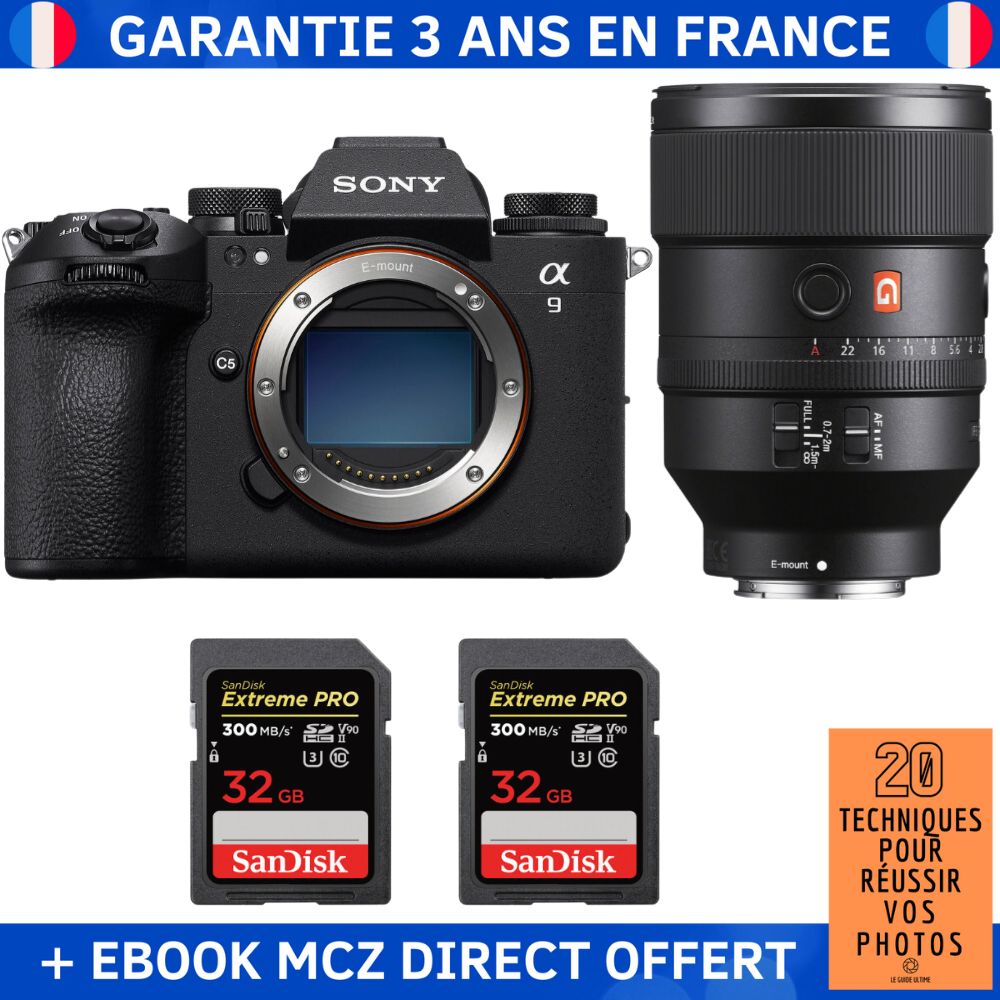 Sony A9 III + FE 135mm f/1.8 GM Lens + 2 SanDisk 32GB Extreme PRO UHS-II SDXC Cards + '20 Techniques for Succeeding in Photography' Ebook - Professional Camera