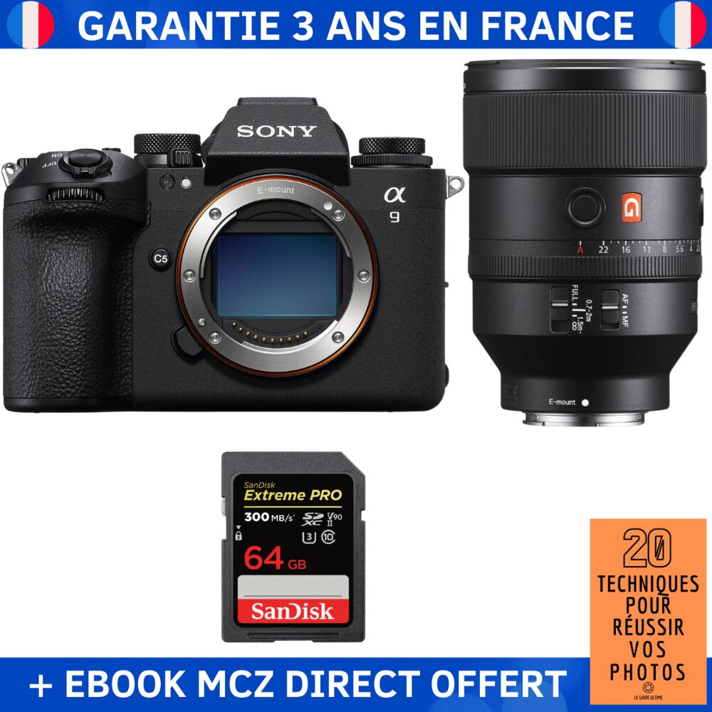 Sony A9 III + FE 135mm f/1.8 GM Lens + 1 SanDisk 64GB Extreme PRO UHS-II SDXC Card + '20 Techniques for Succeeding in Photography' Ebook - Professional Camera