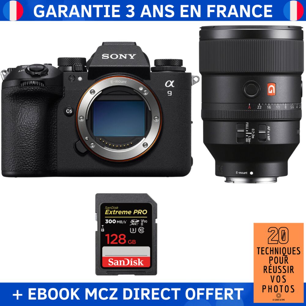 Sony A9 III + FE 135mm f/1.8 GM Lens + 1 SanDisk 128GB Extreme PRO UHS-II SDXC Card + '20 Techniques for Succeeding in Photography' Ebook - Professional DSLR Camera